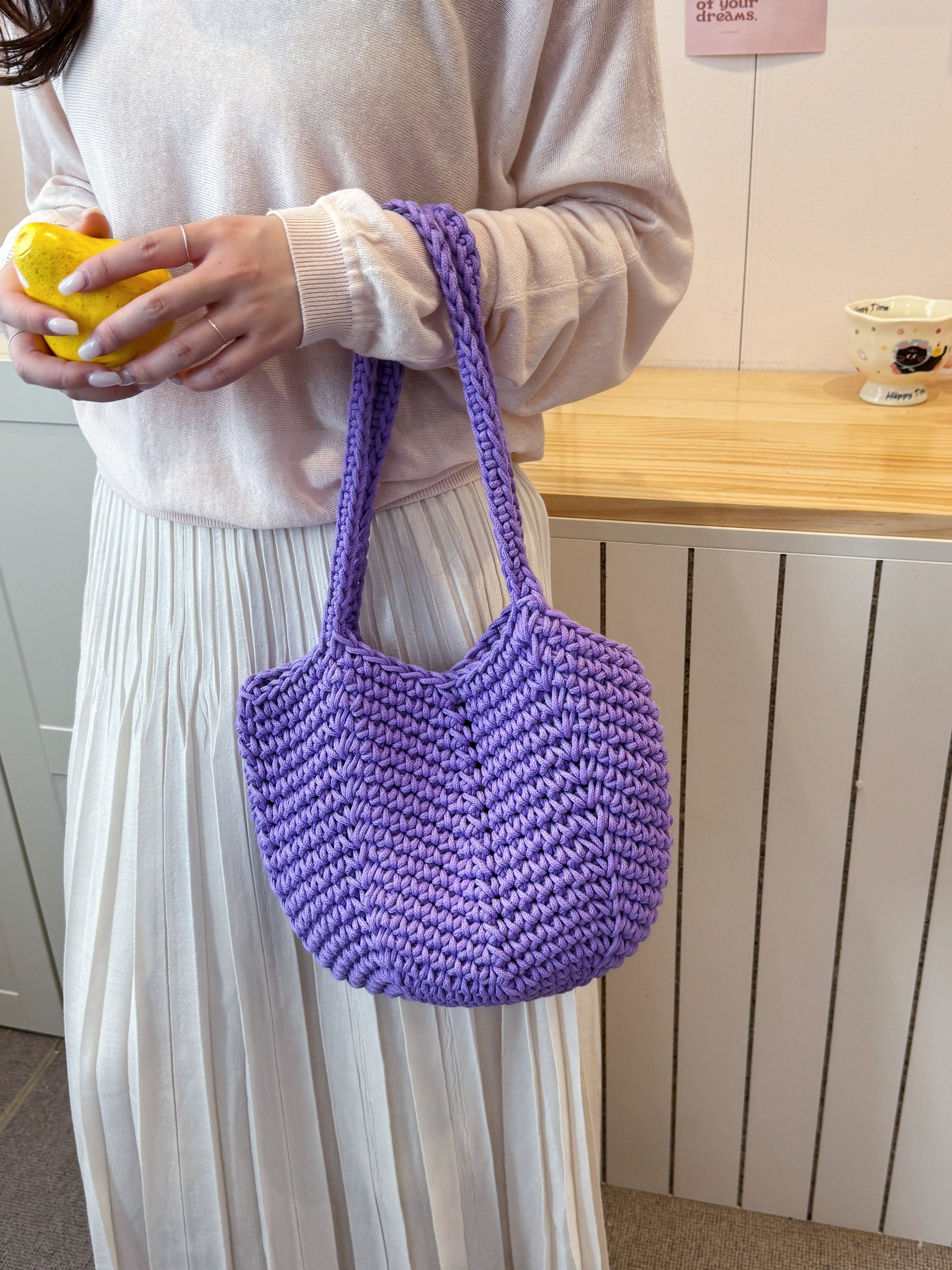 Purple Crochet Shoulder Bag