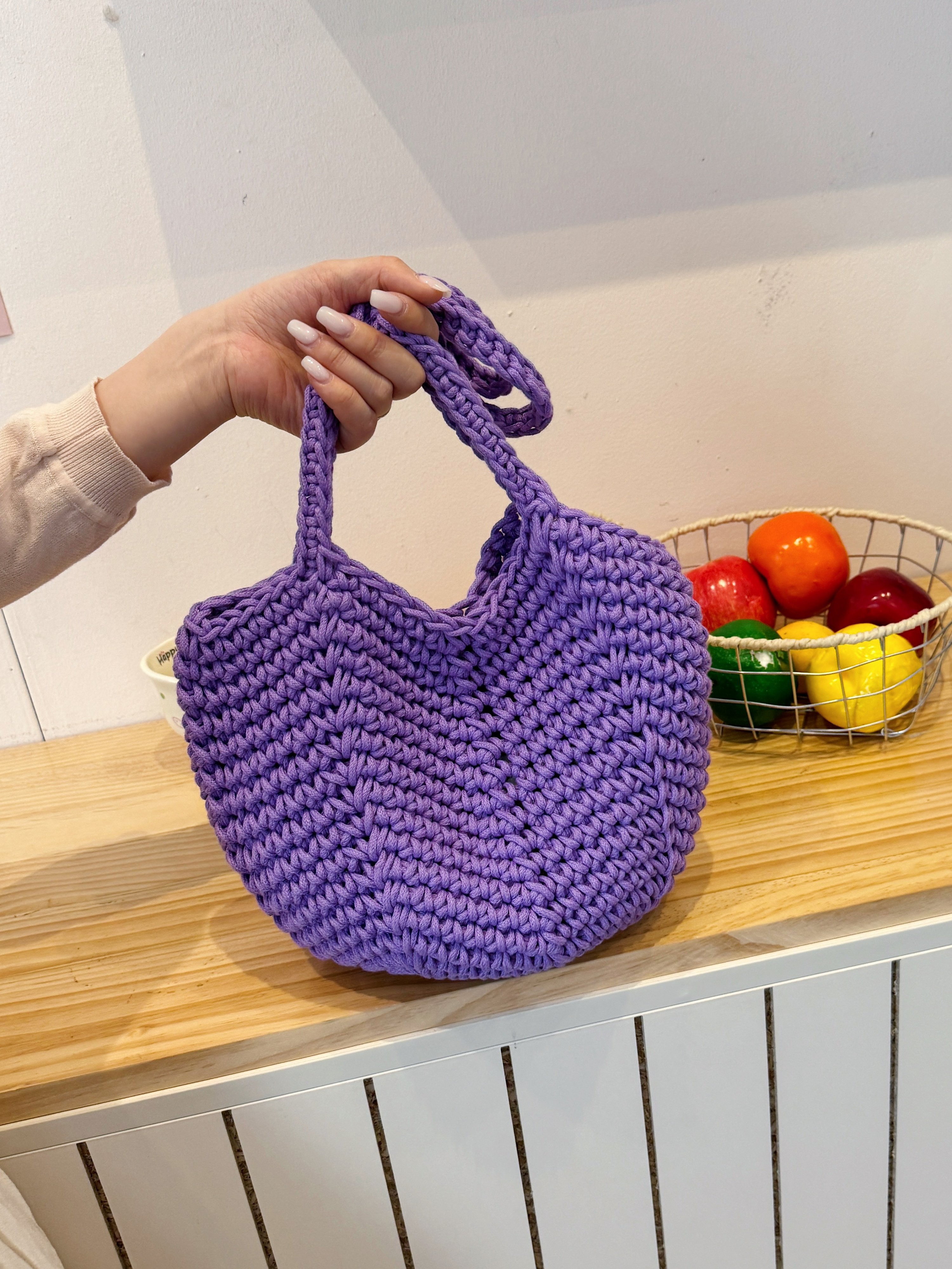 Purple Crochet Shoulder Bag