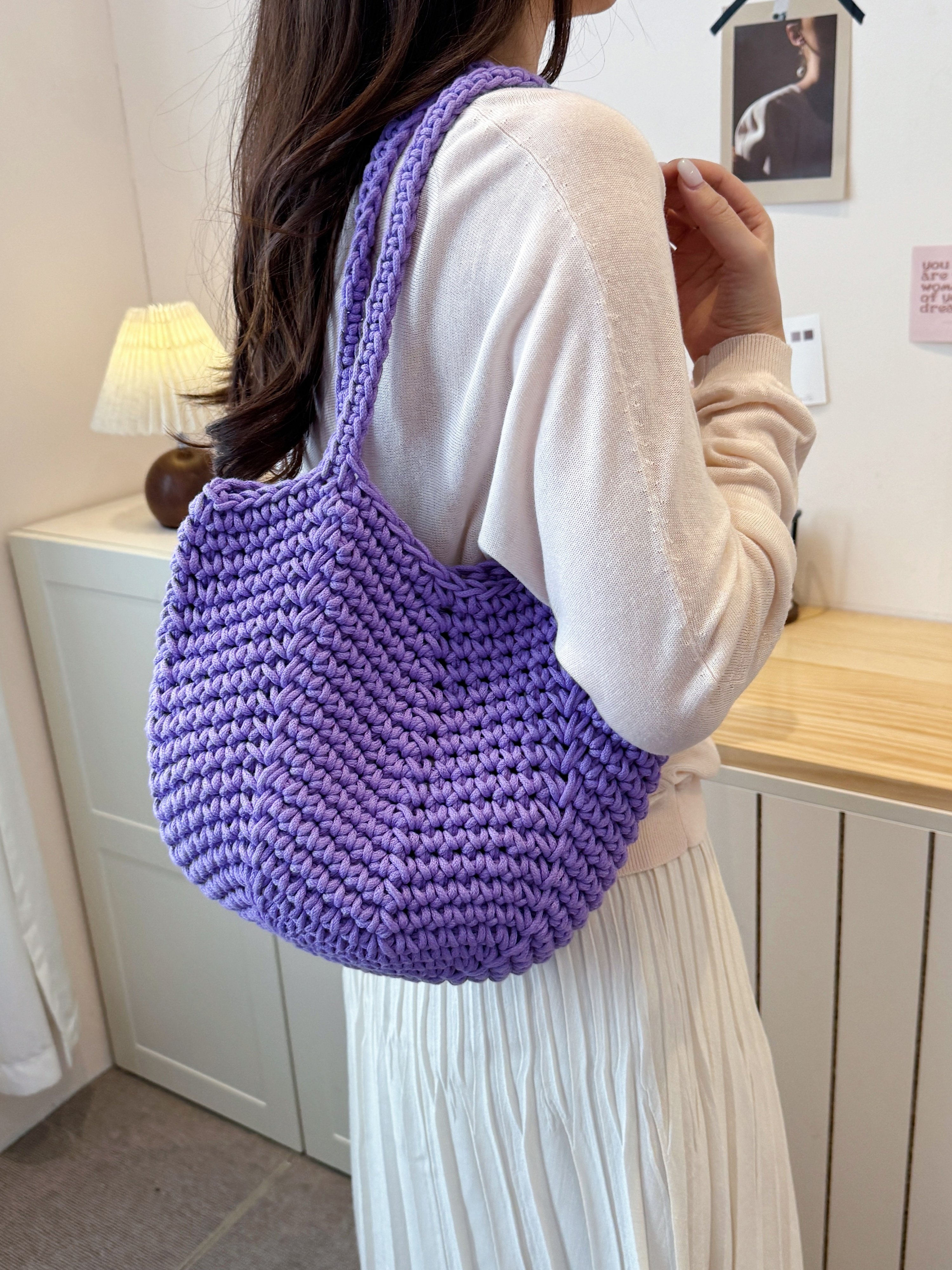 Purple Crochet Shoulder Bag