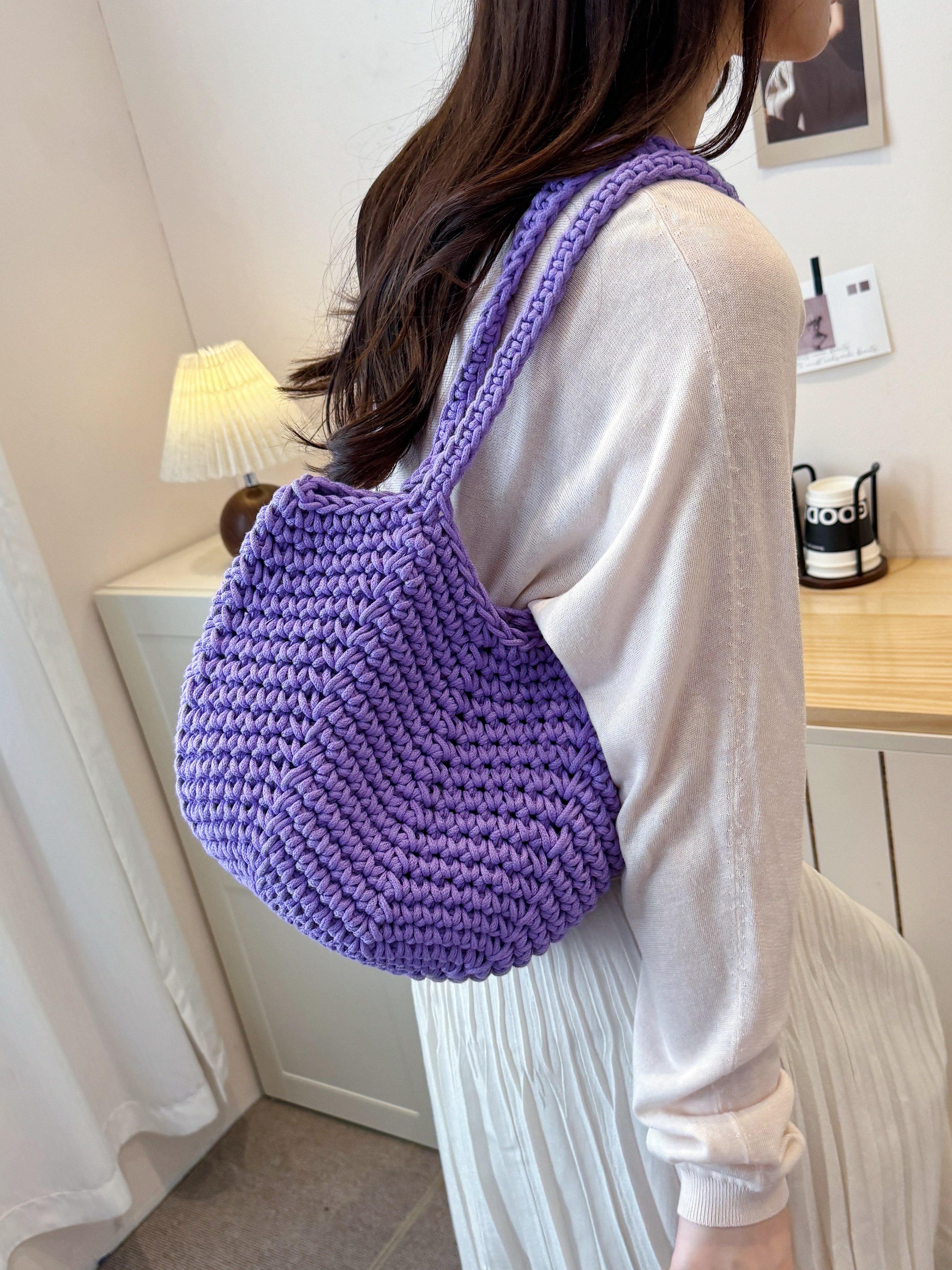 Purple Crochet Shoulder Bag