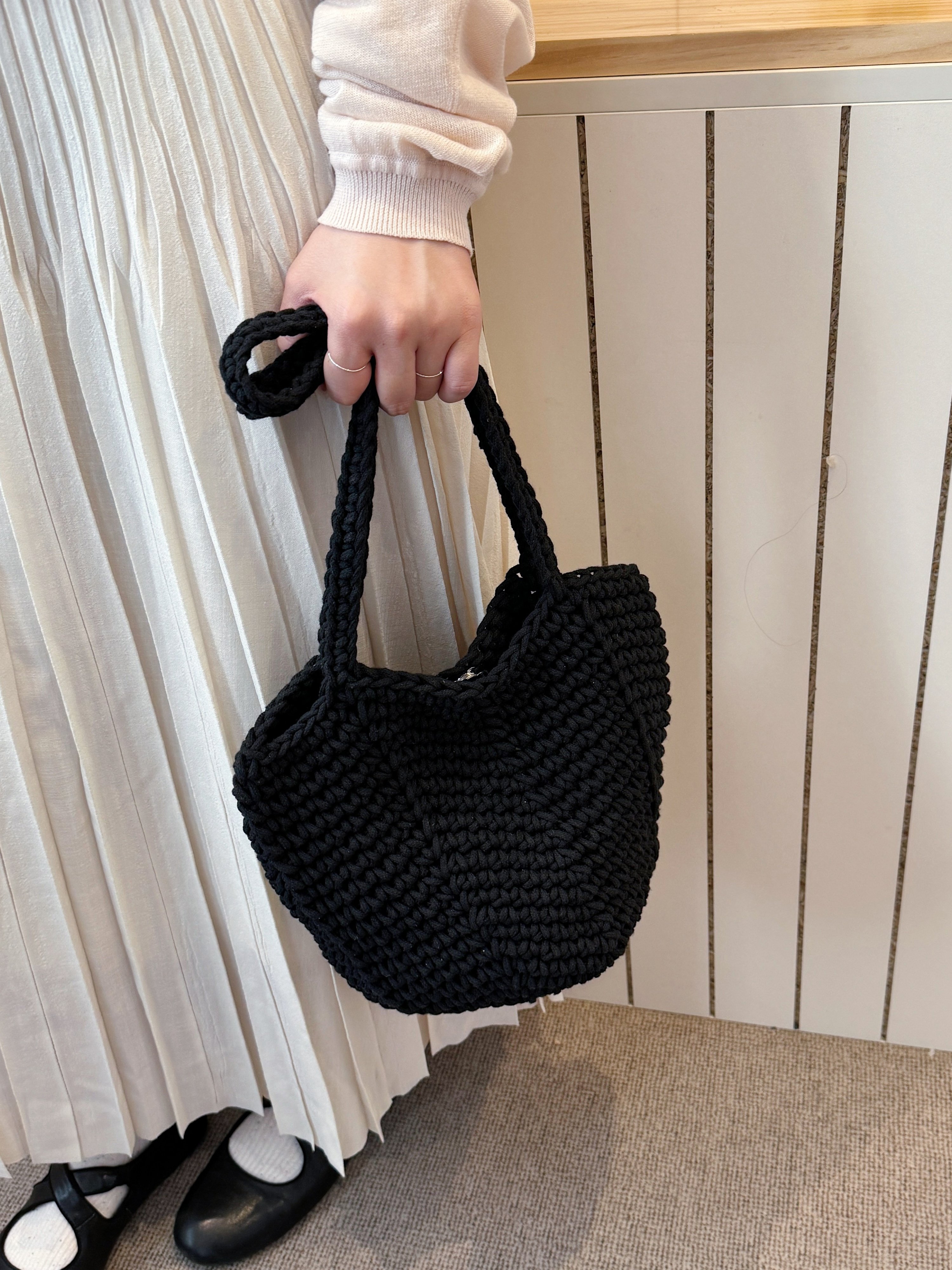 Black Crochet Shoulder Bag