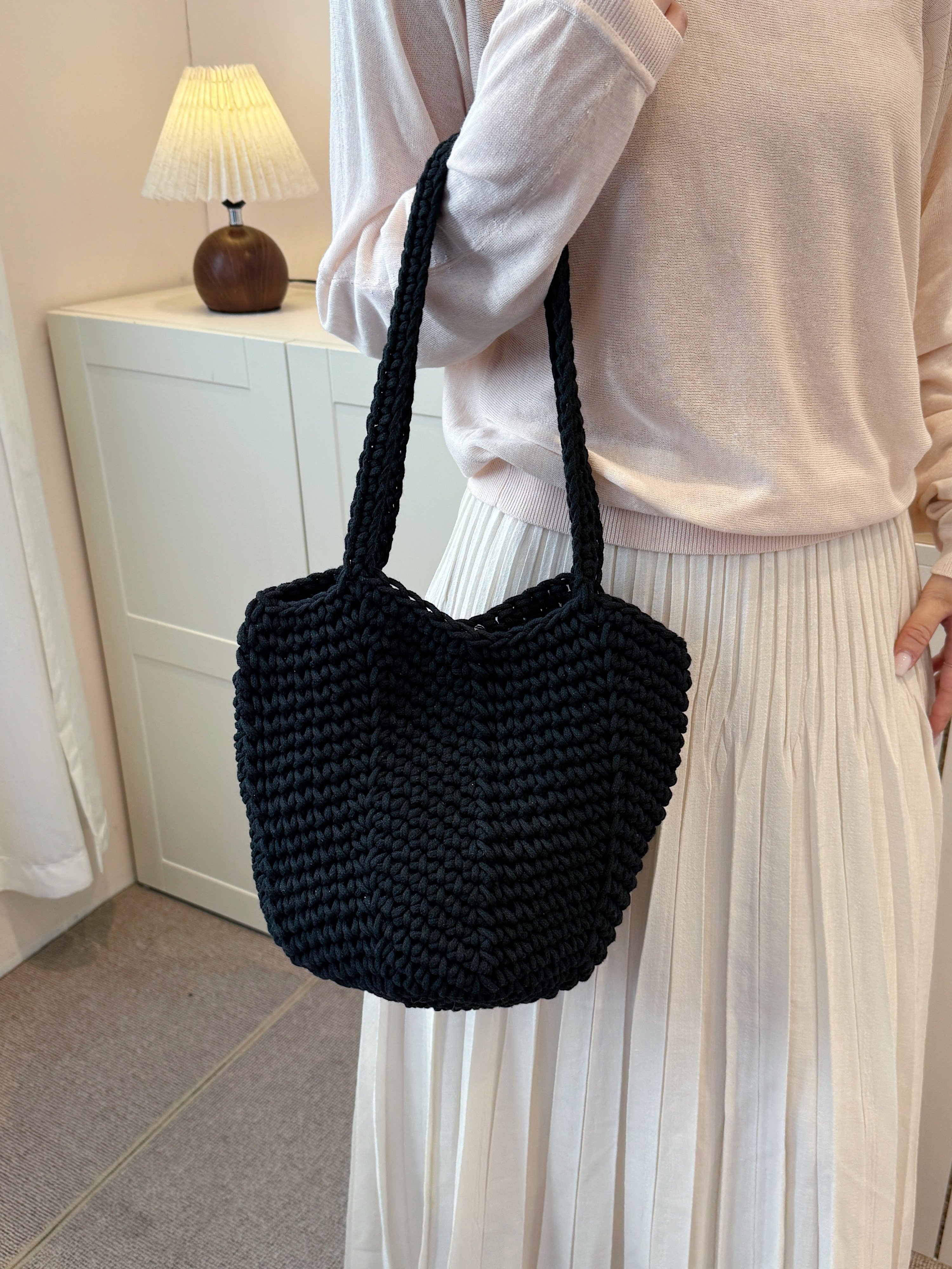 Black Crochet Shoulder Bag