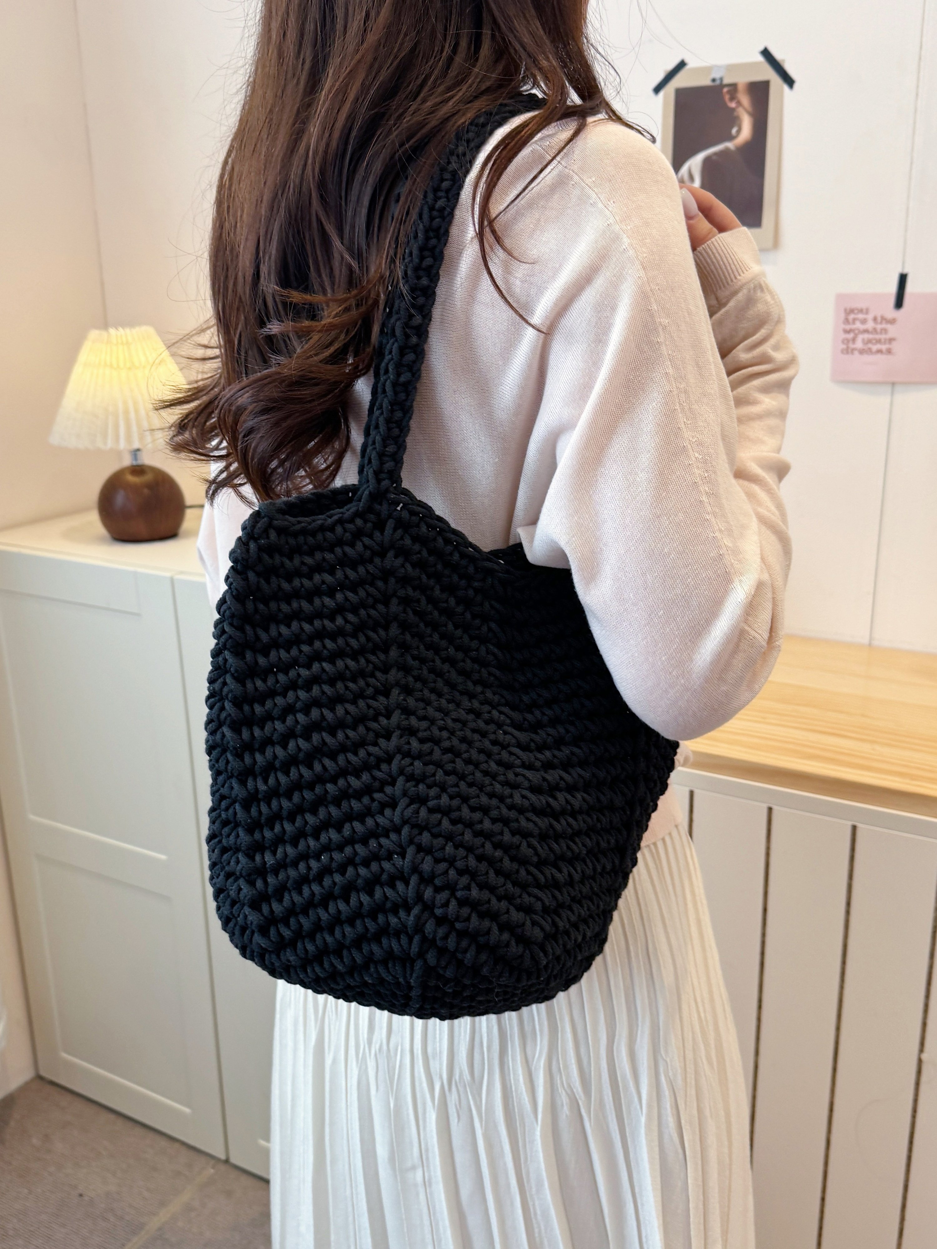 Black Crochet Shoulder Bag