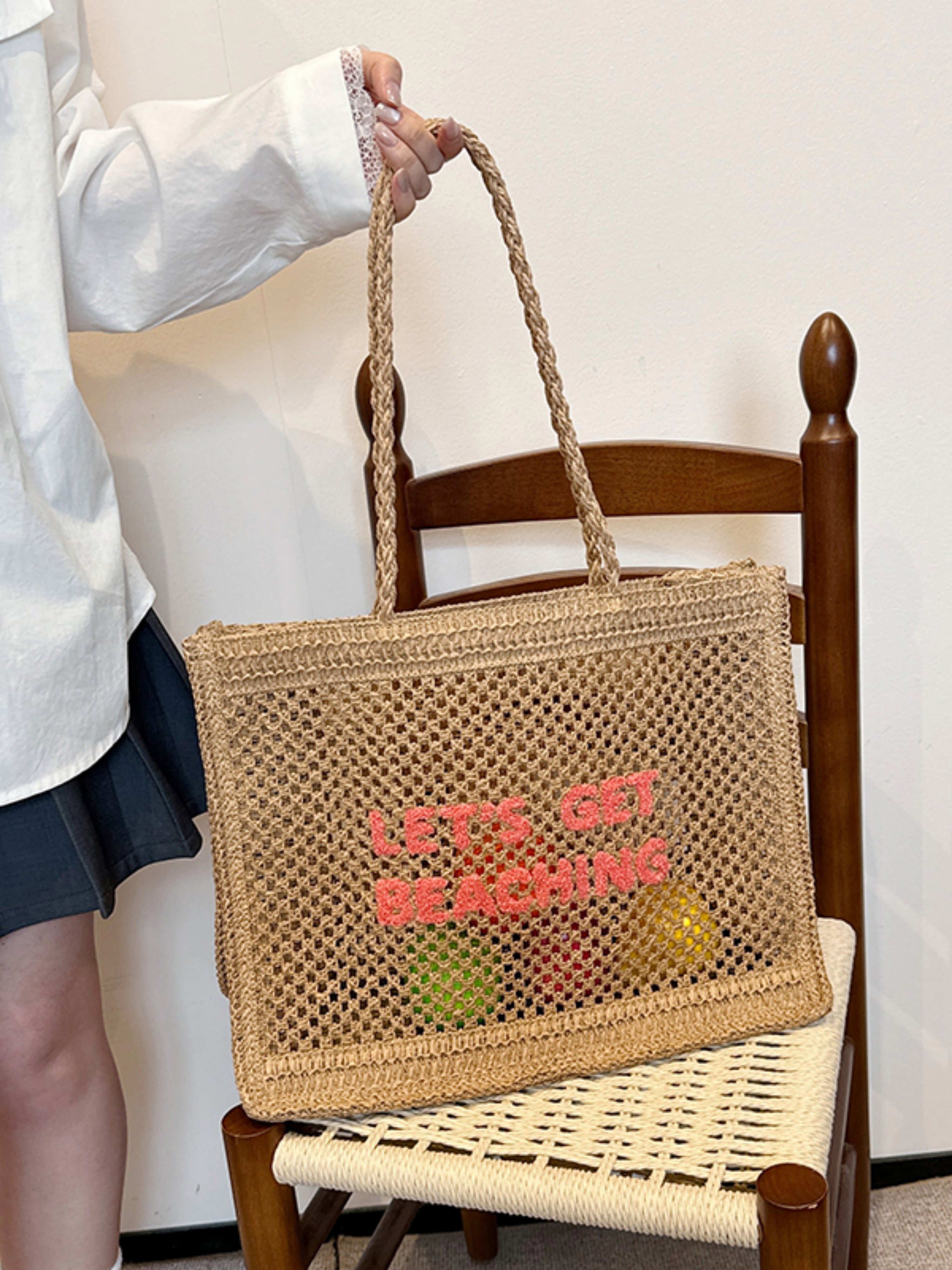 Khaki Beach Crochet Shoulder Bag