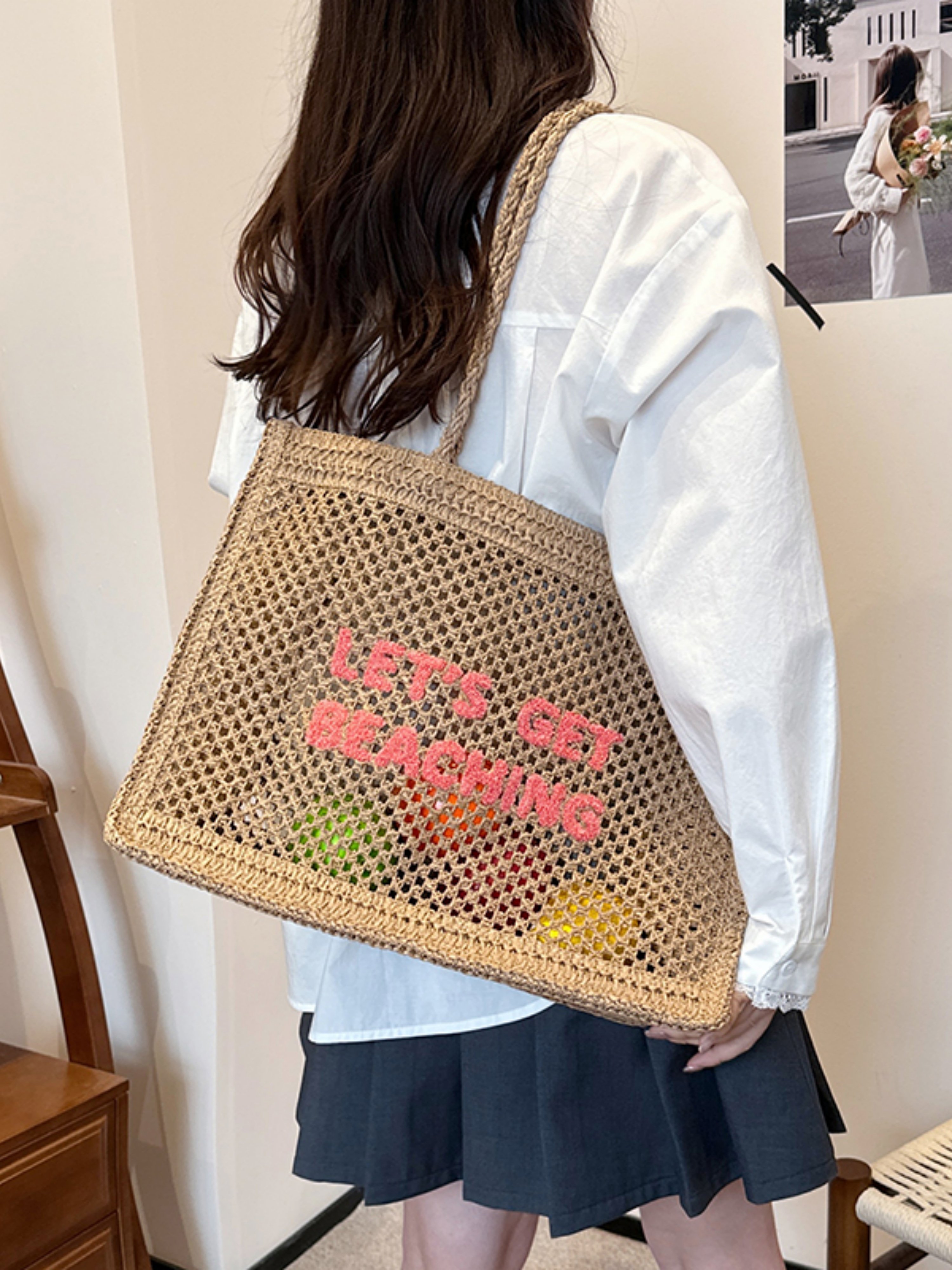 Khaki Beach Crochet Shoulder Bag