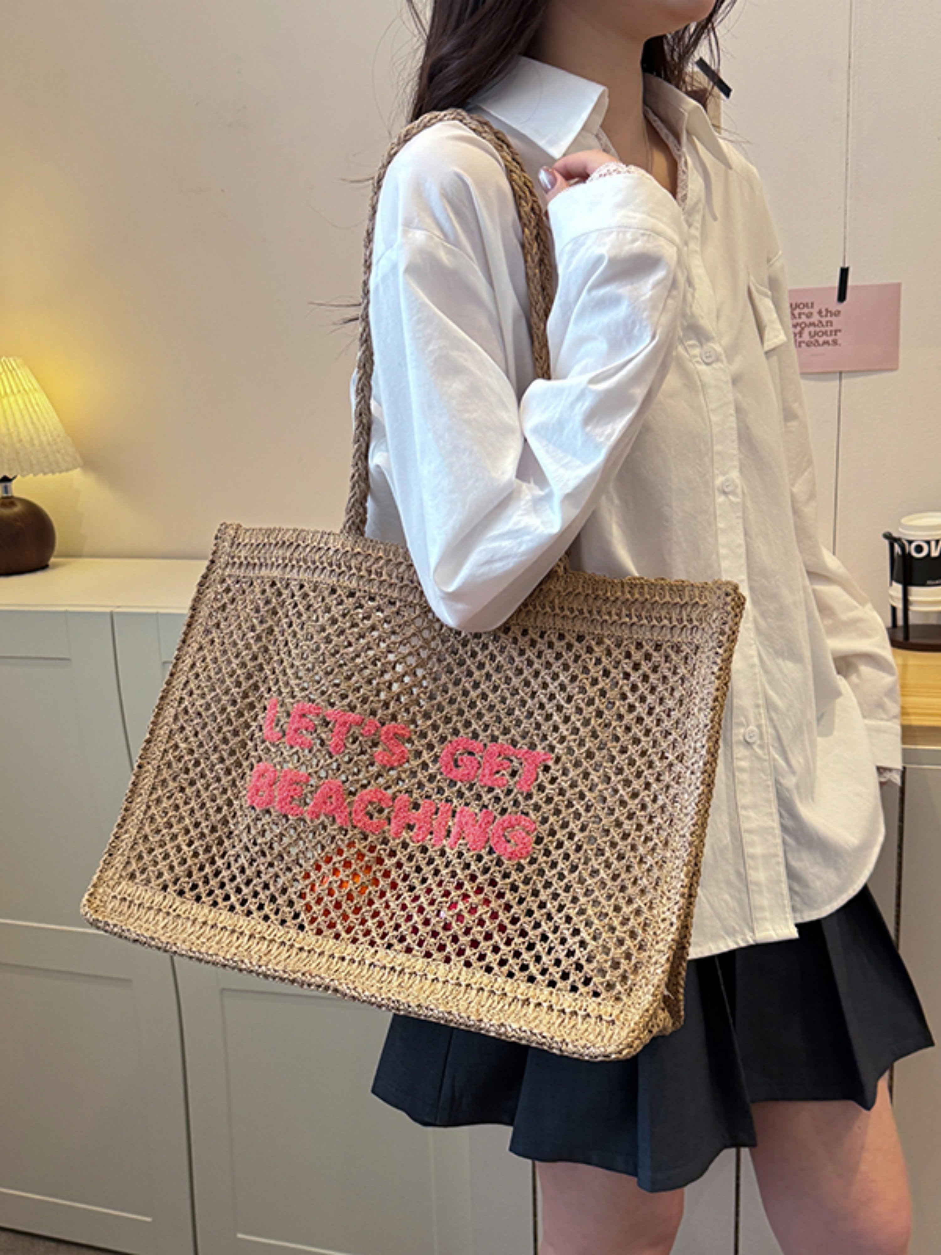 Khaki Beach Crochet Shoulder Bag