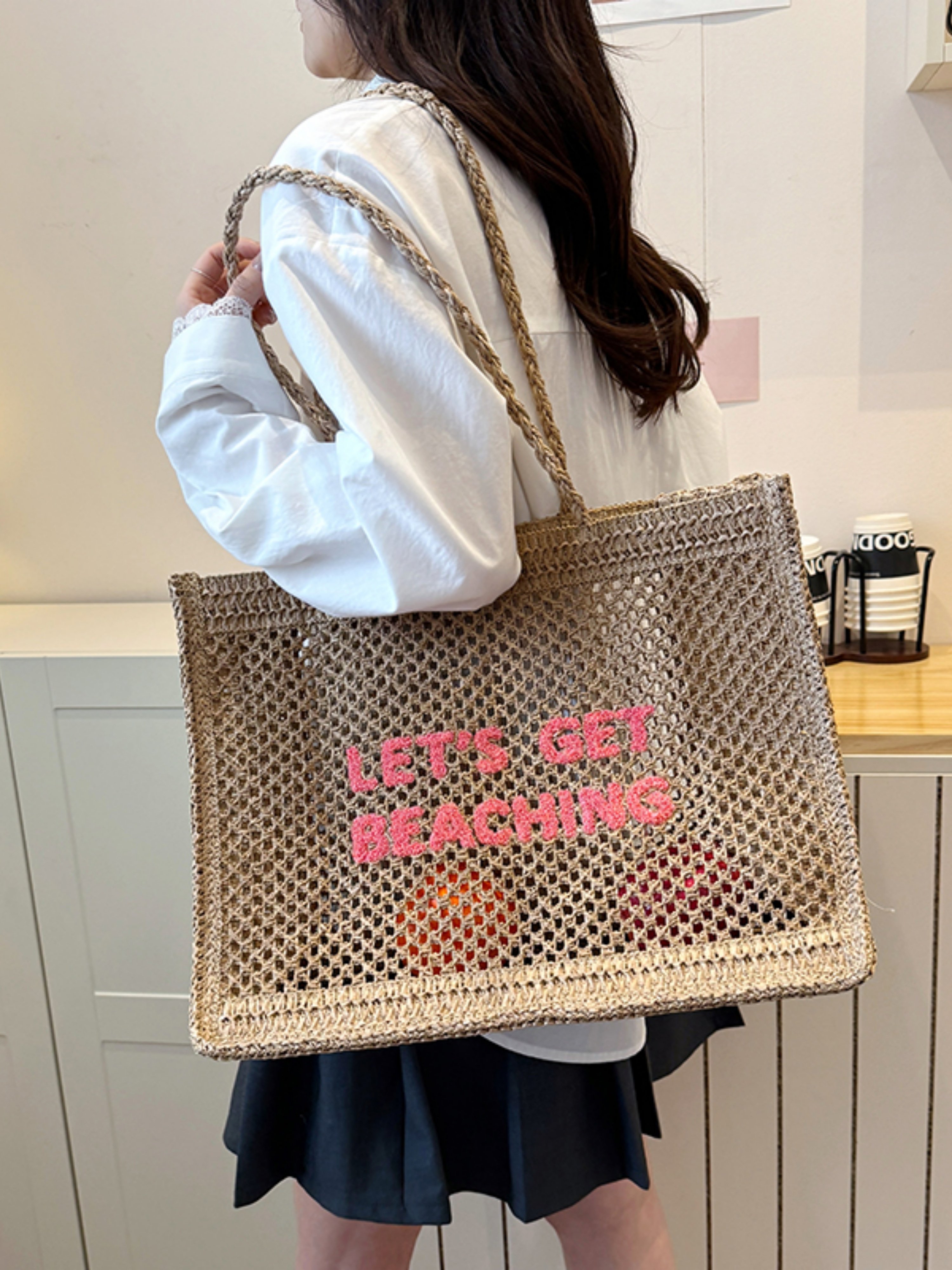 Khaki Beach Crochet Shoulder Bag