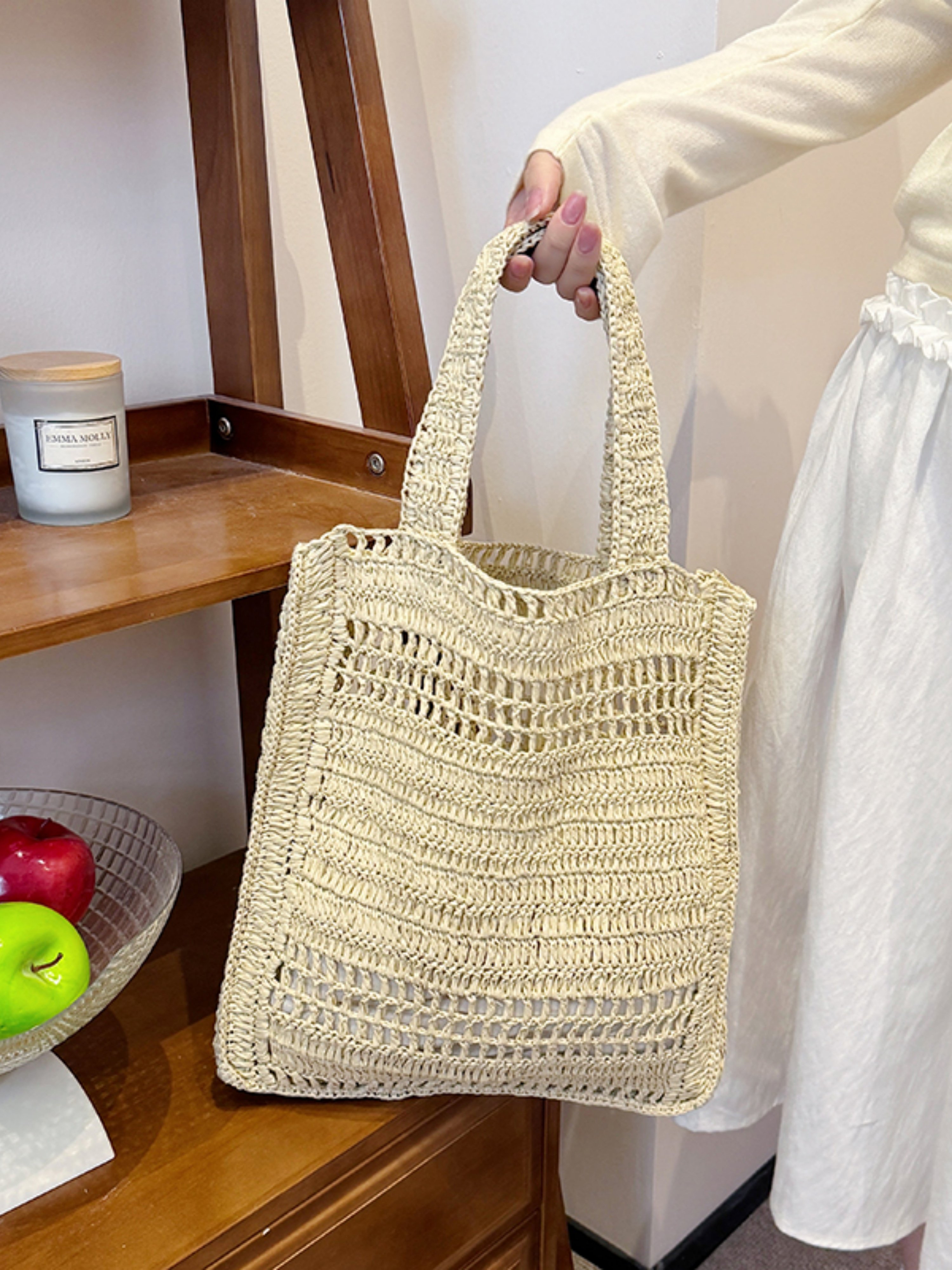 Off-White Crochet Knit Shoulder Bag