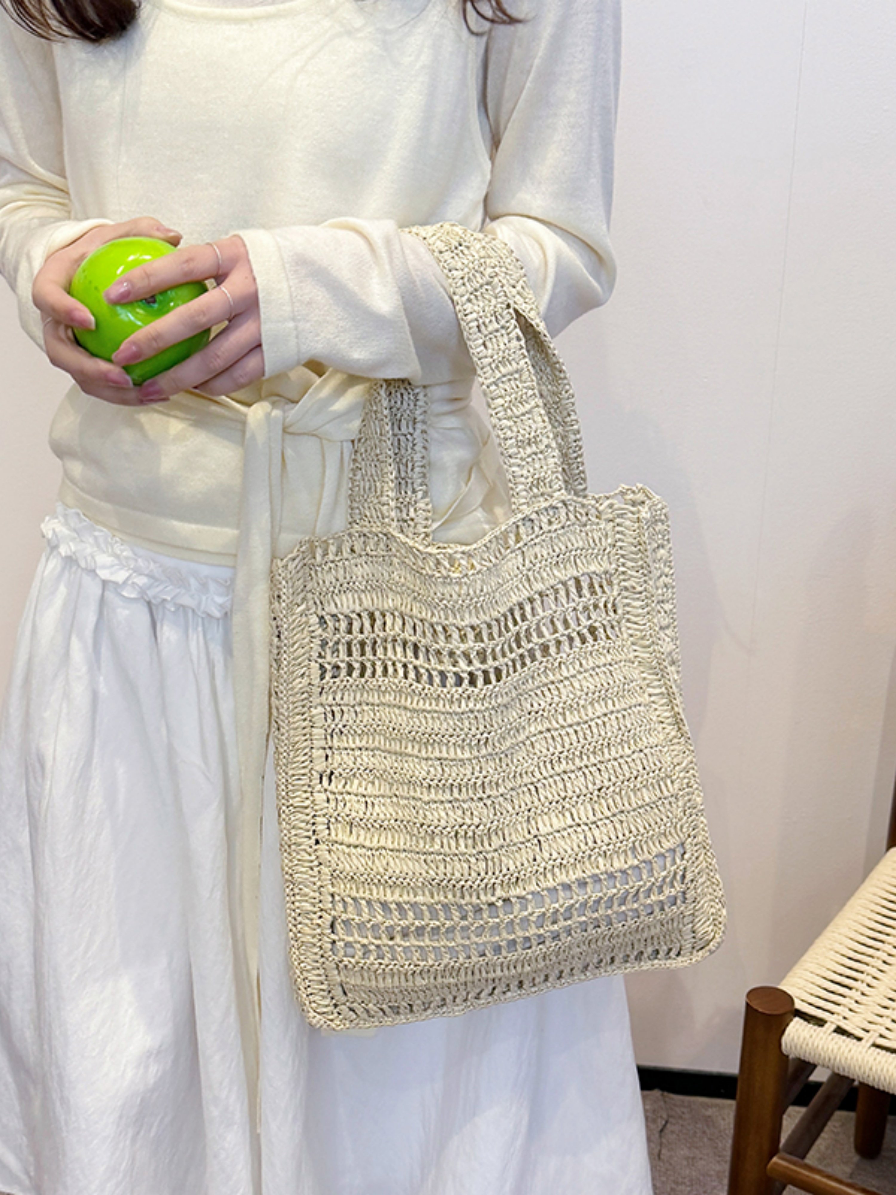 Off-White Crochet Knit Shoulder Bag
