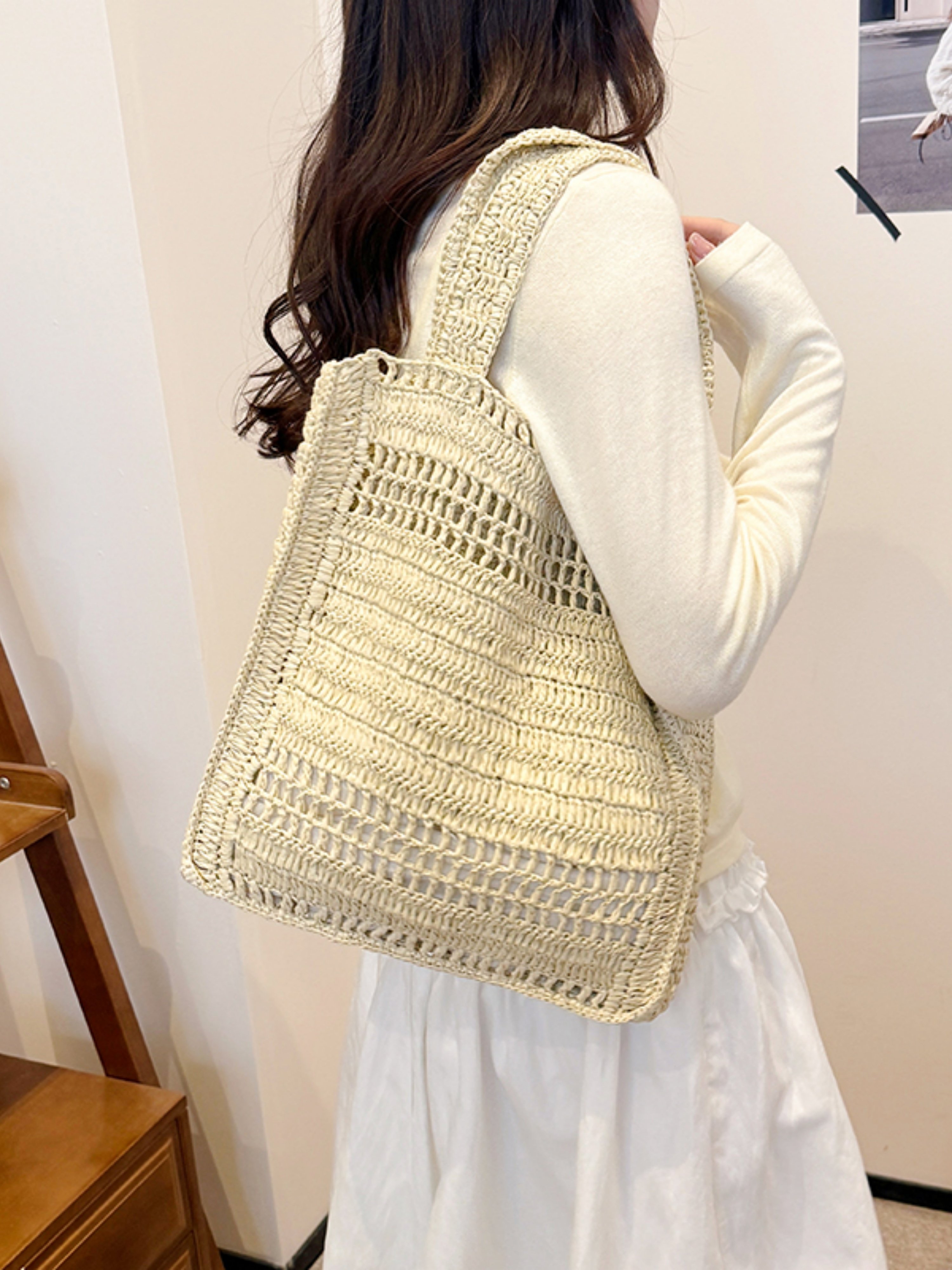 Off-White Crochet Knit Shoulder Bag