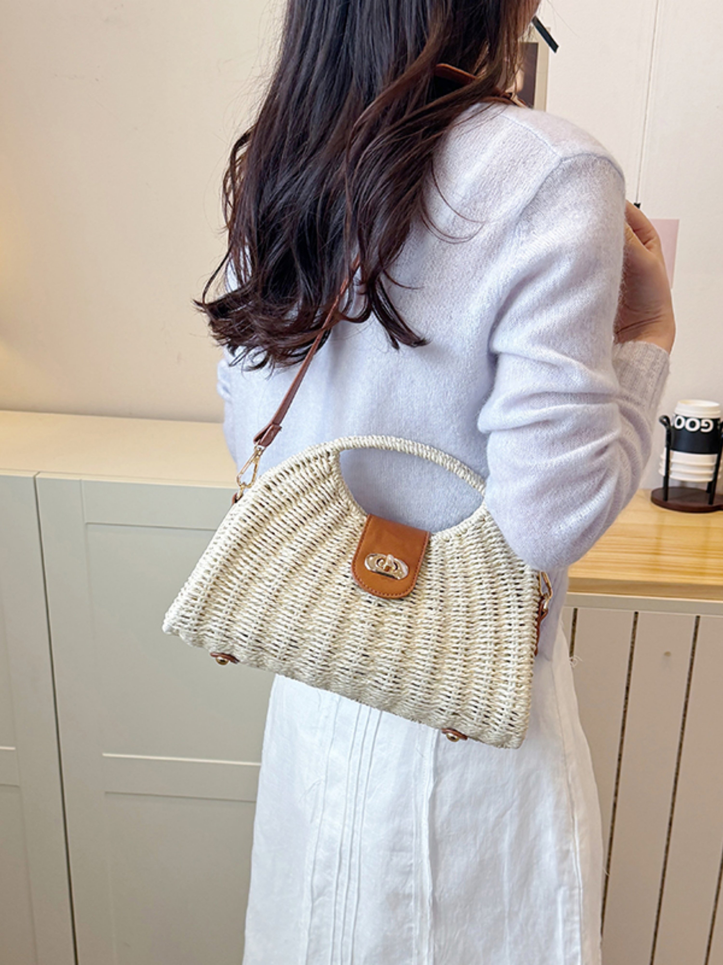 Off-White Woven Crossbody Bag