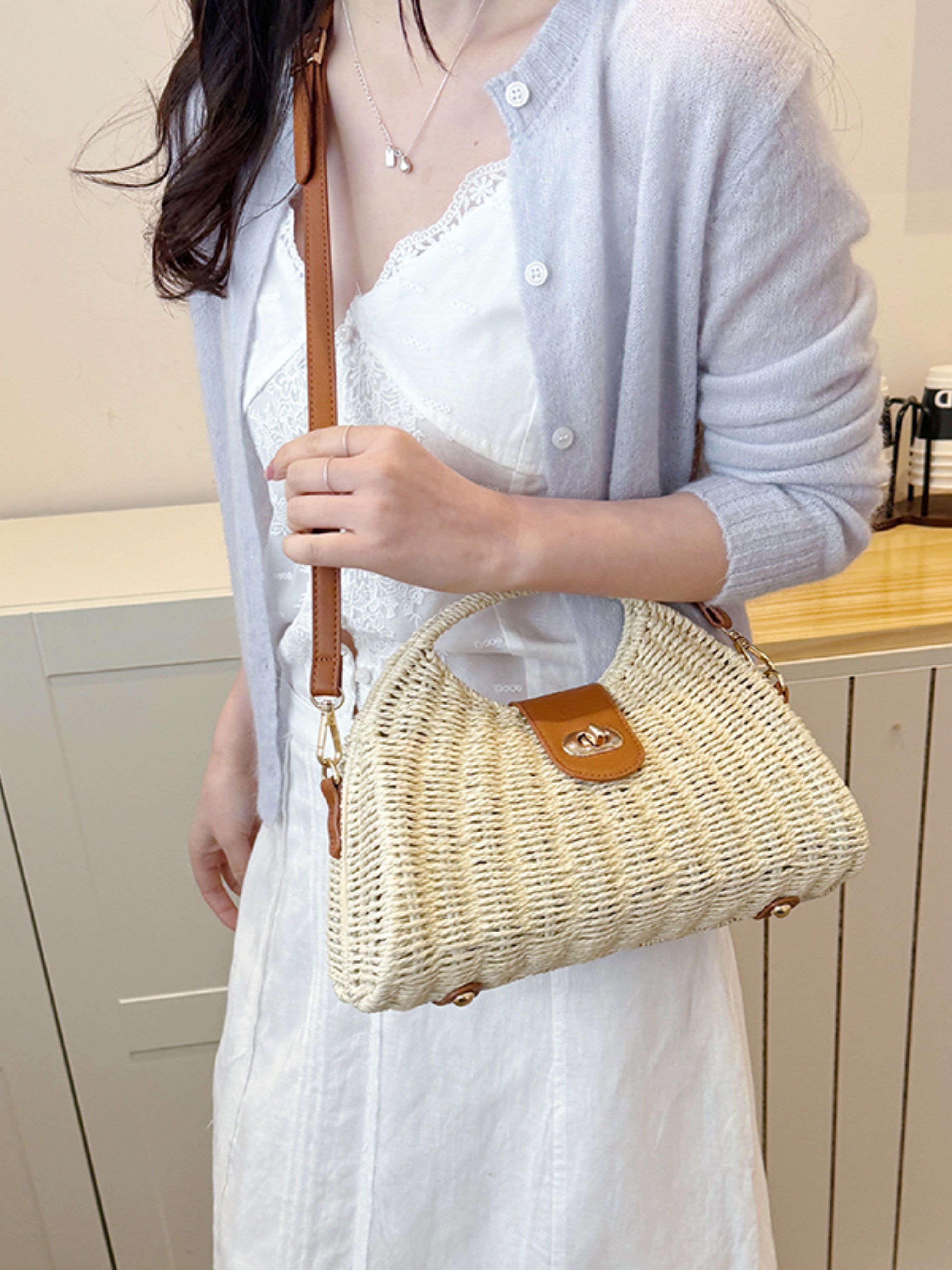 Off-White Woven Crossbody Bag