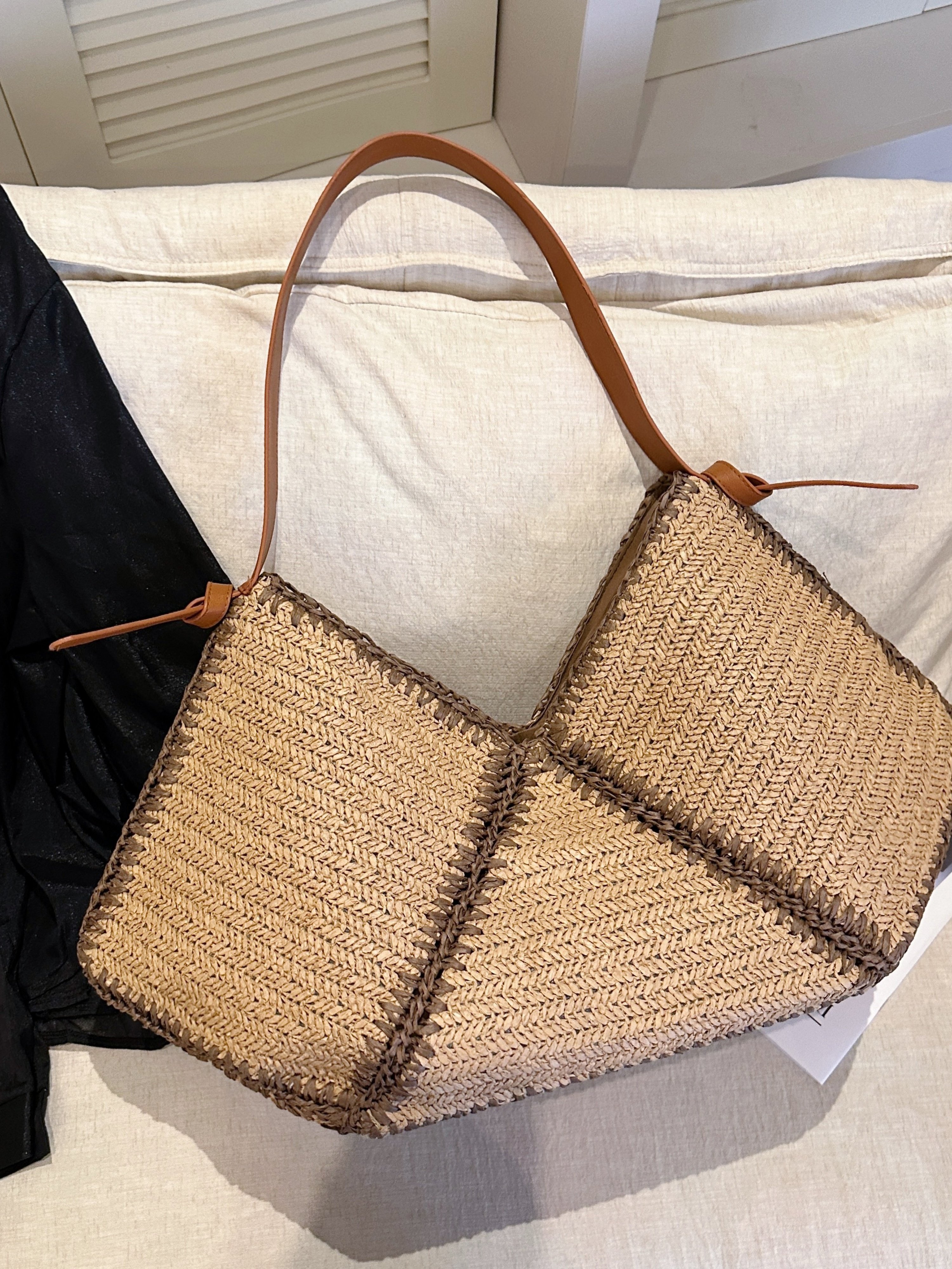 Khaki Woven Shoulder Bag