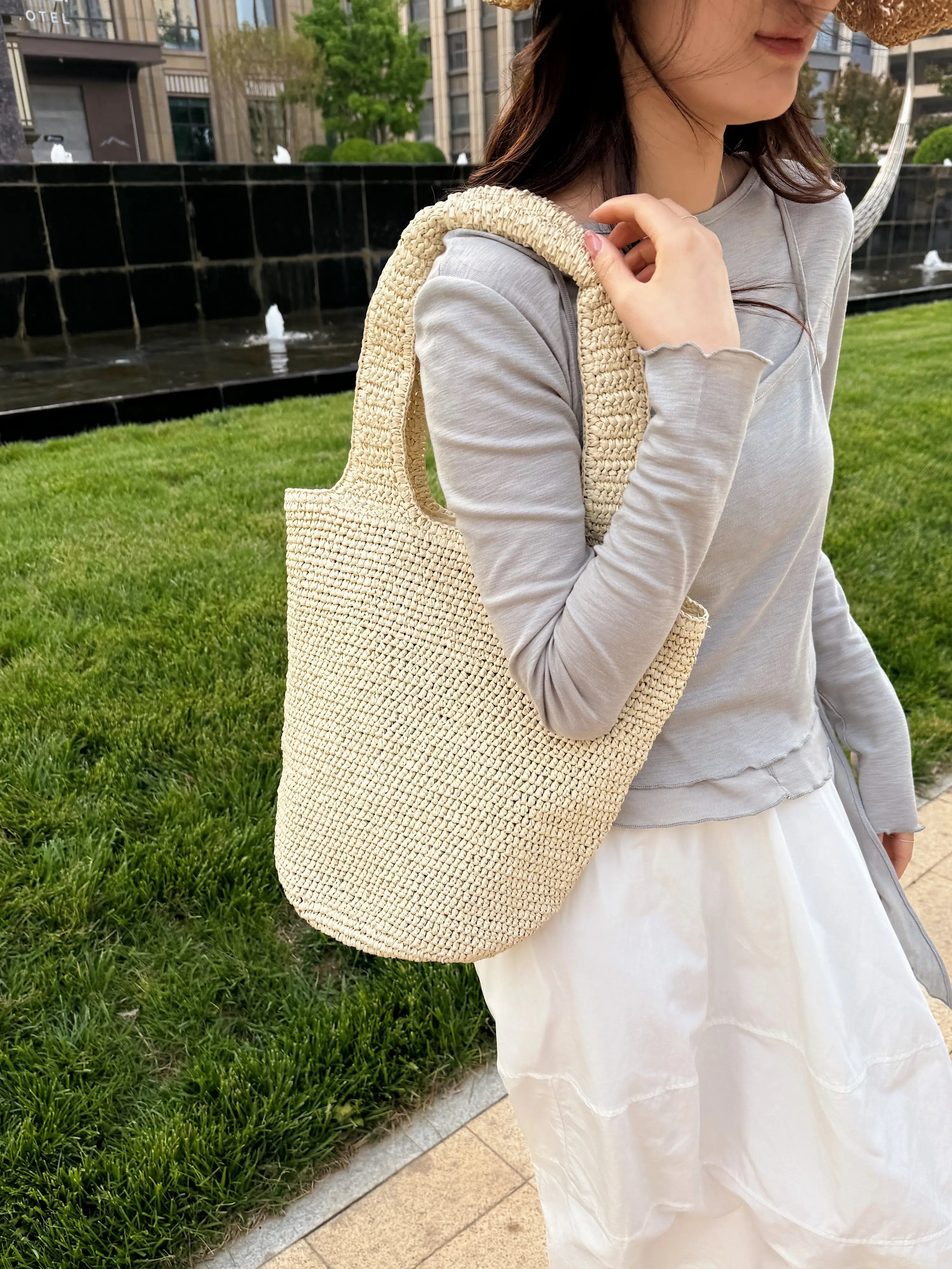 Off-White Woven Shoulder Bag