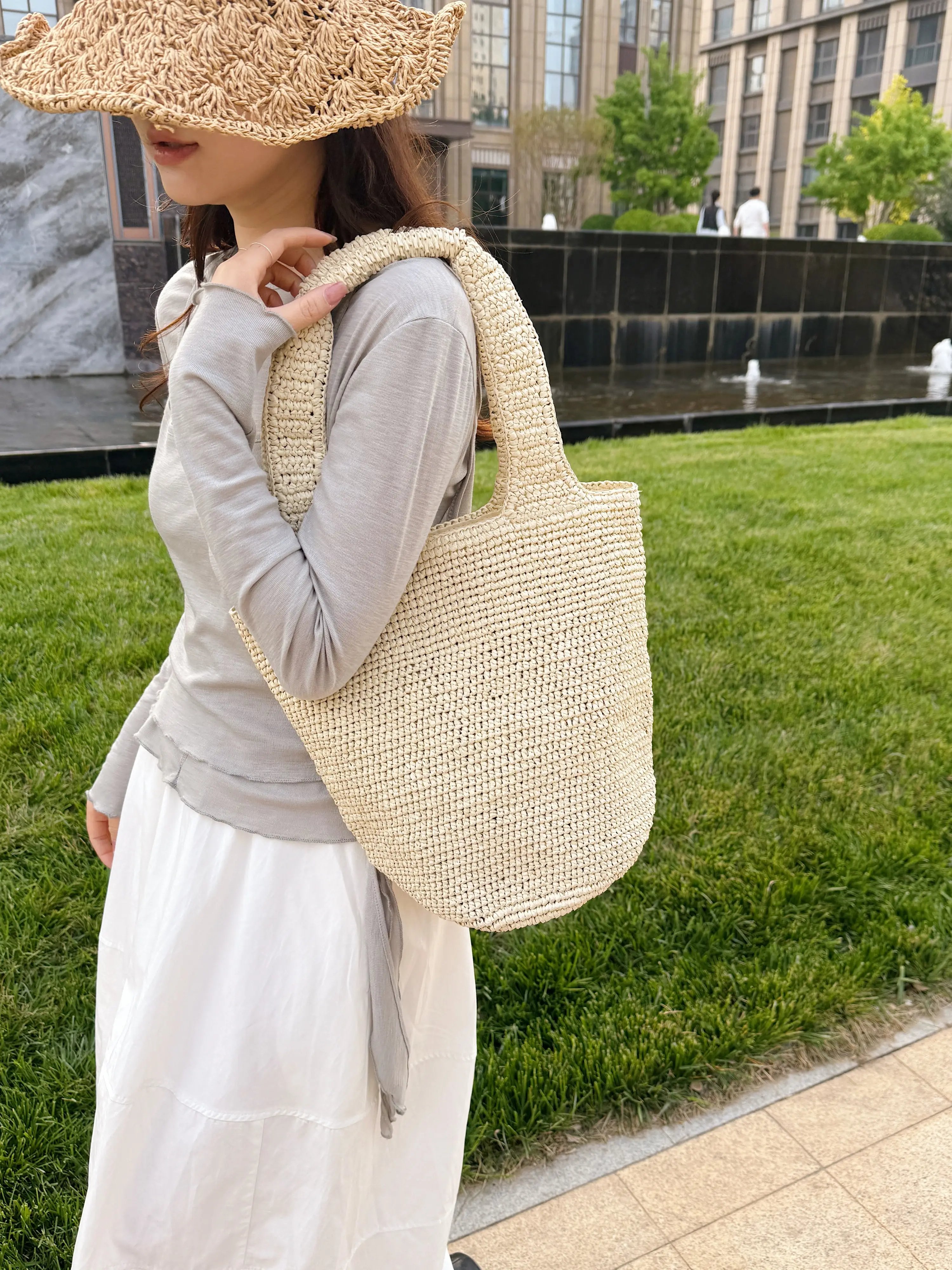 Off-White Woven Shoulder Bag