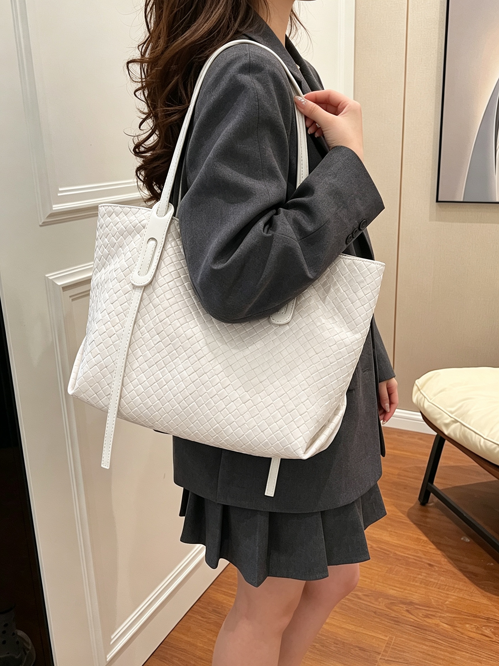 Off-White Woven Shoulder Bag