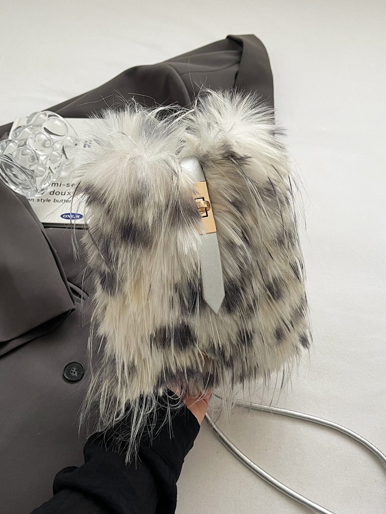 Faux Fur Bucket Crossbody Bag