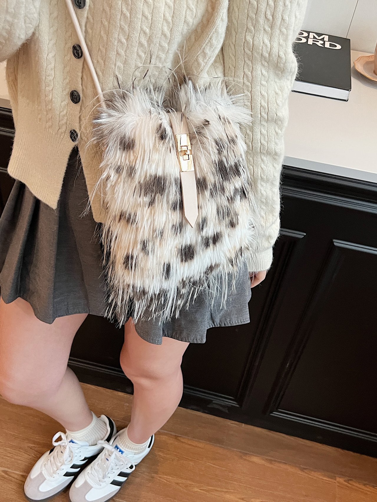 Faux Fur Bucket Crossbody Bag