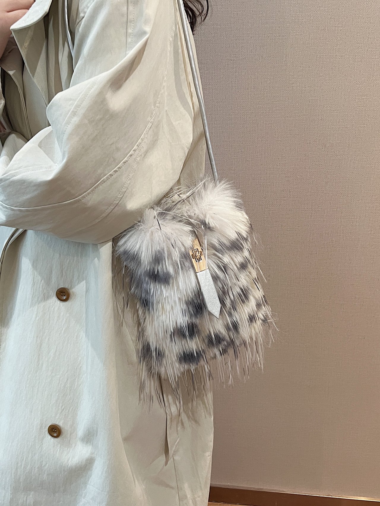 Faux Fur Bucket Crossbody Bag