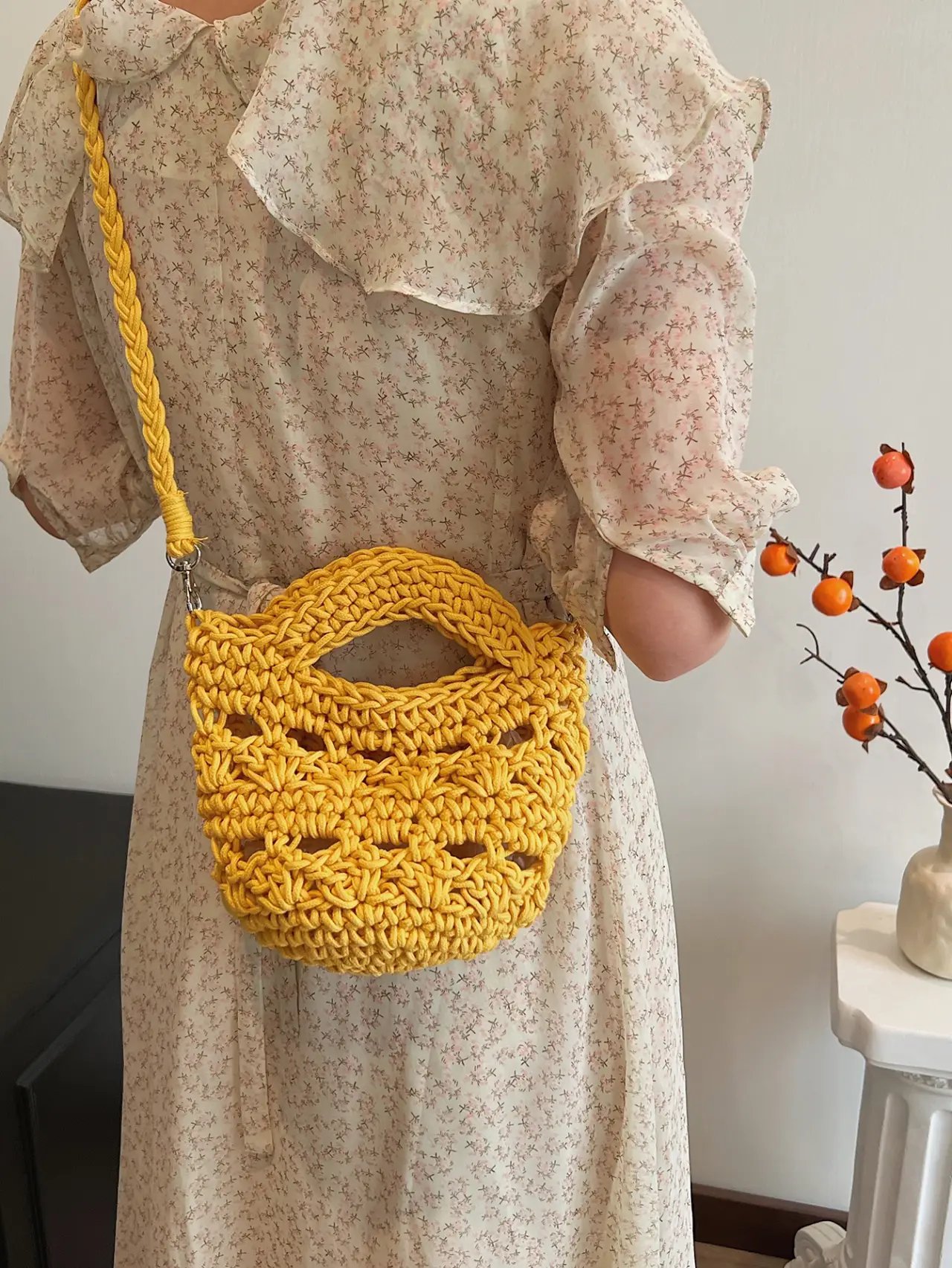 Yellow Crochet Crossbody Bag