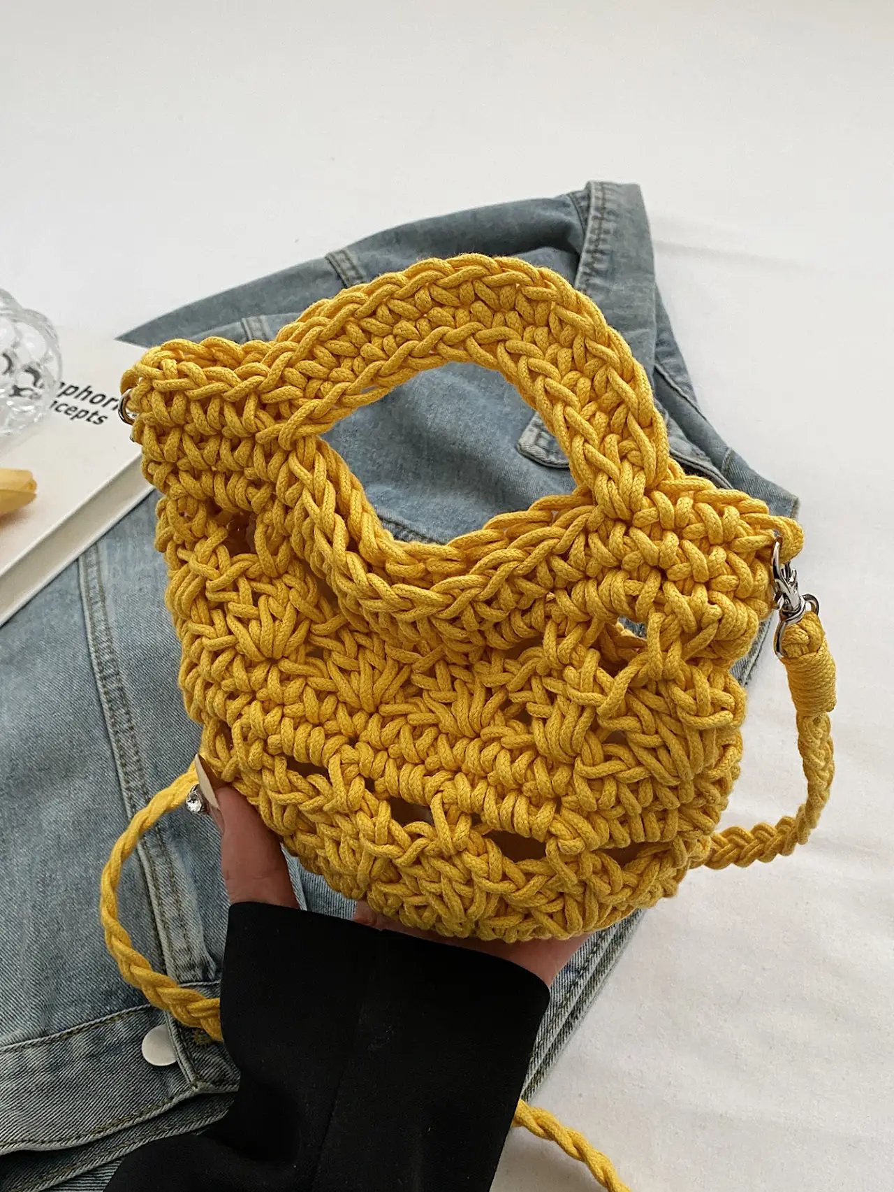 Yellow Crochet Crossbody Bag