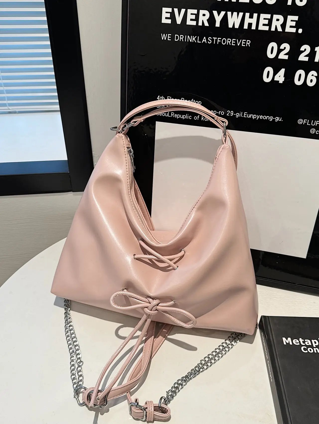 Pink Drawstring Shoulder Bag