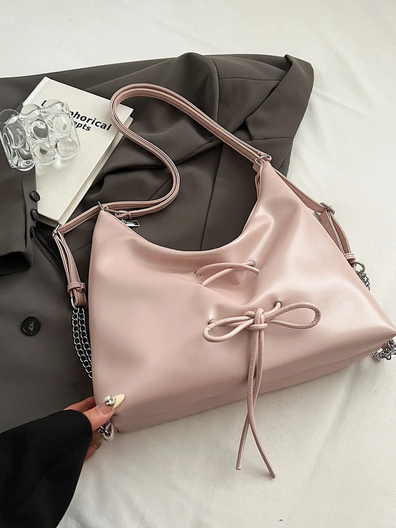 Pink Drawstring Shoulder Bag