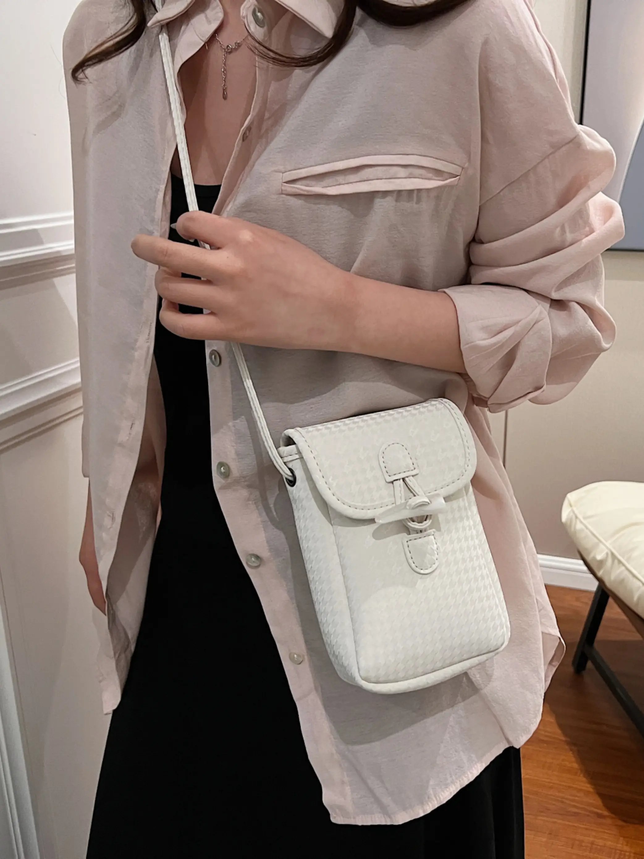 Off-White Houndstooth Crossbody Mini Bag