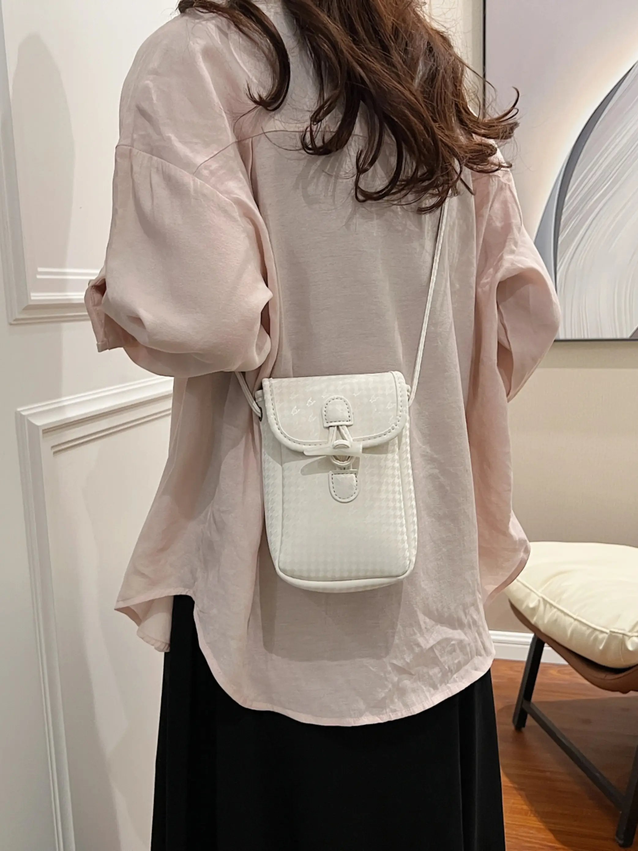 Off-White Houndstooth Crossbody Mini Bag