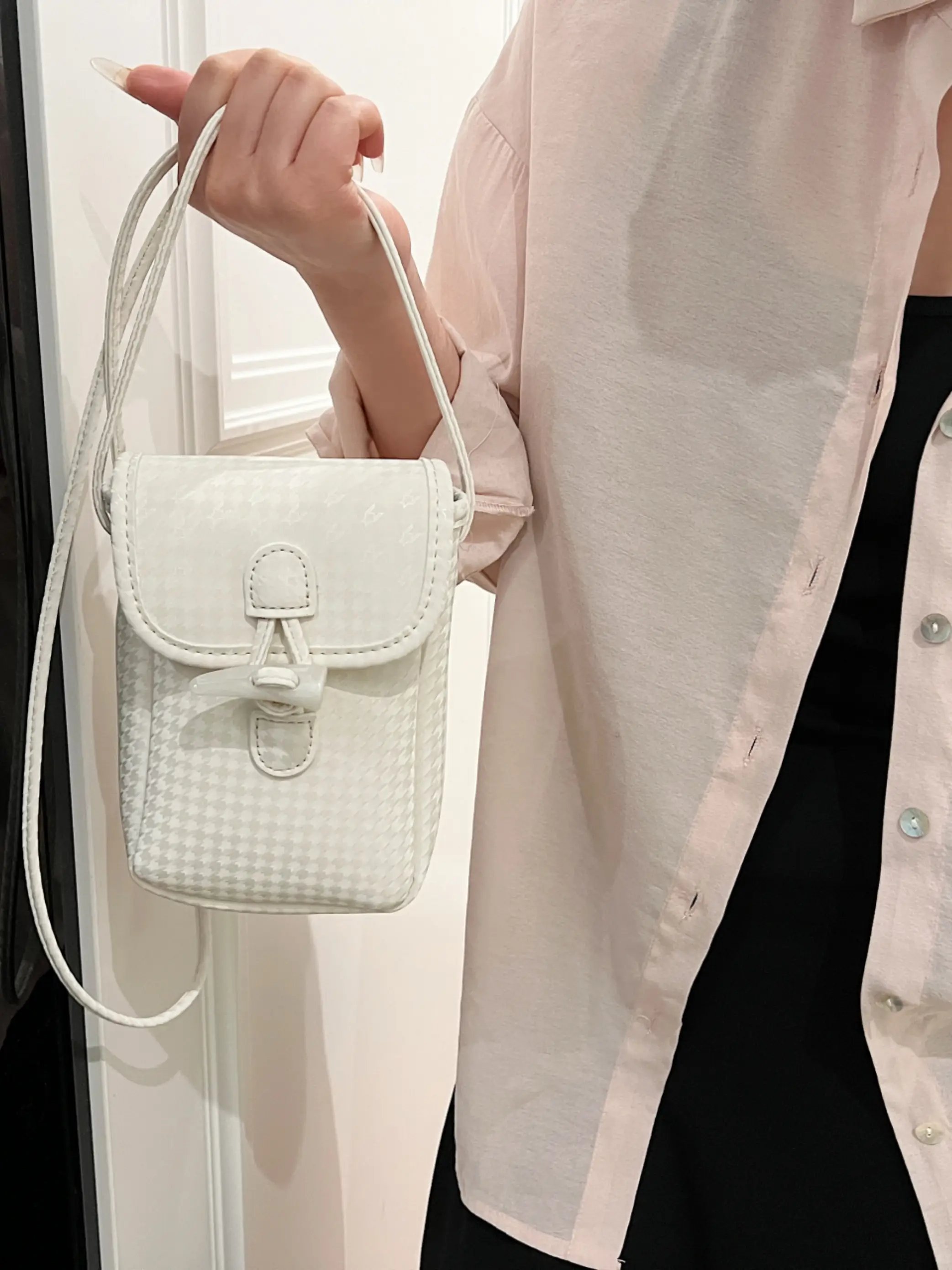 Off-White Houndstooth Crossbody Mini Bag
