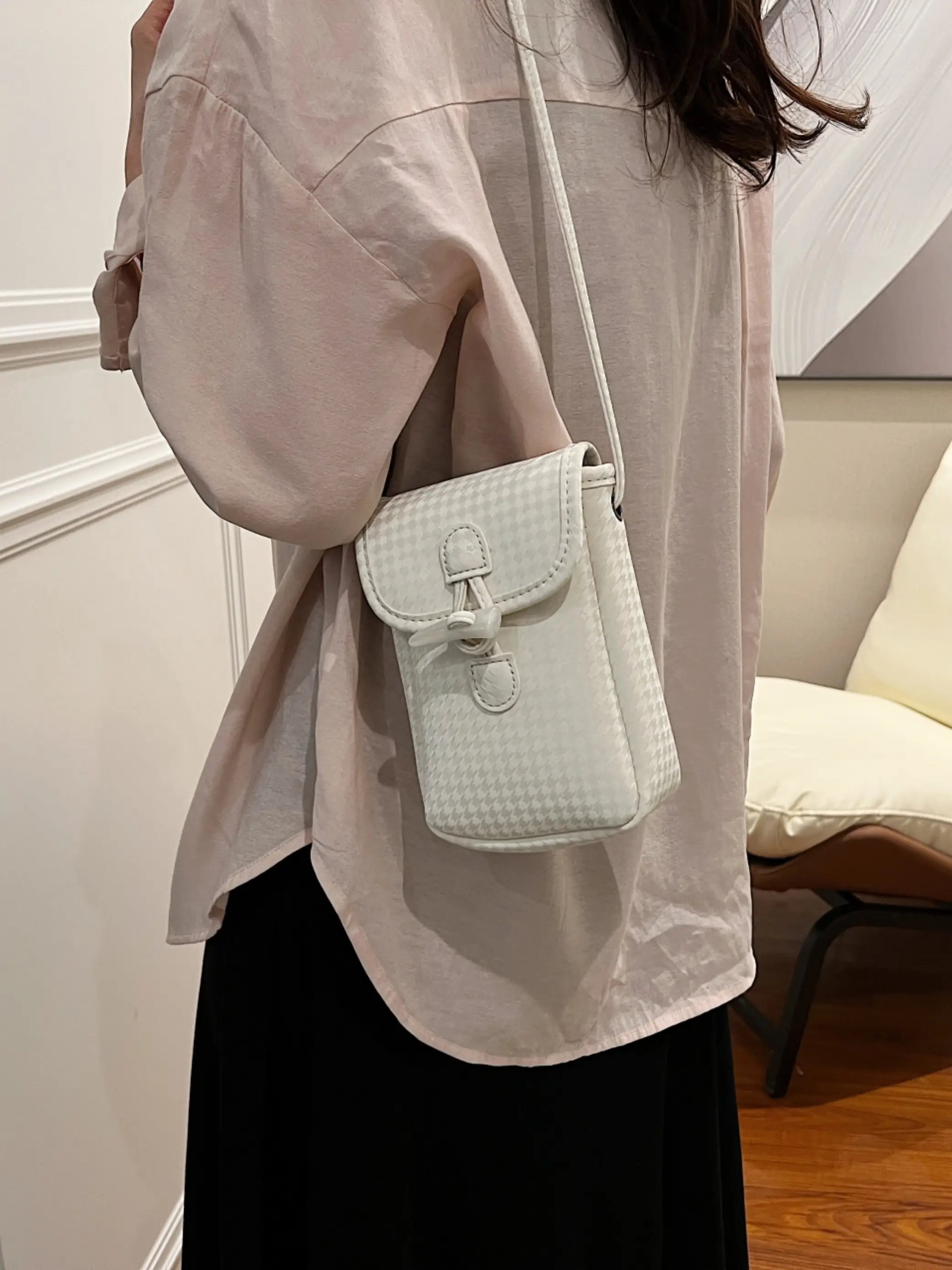 Off-White Houndstooth Crossbody Mini Bag