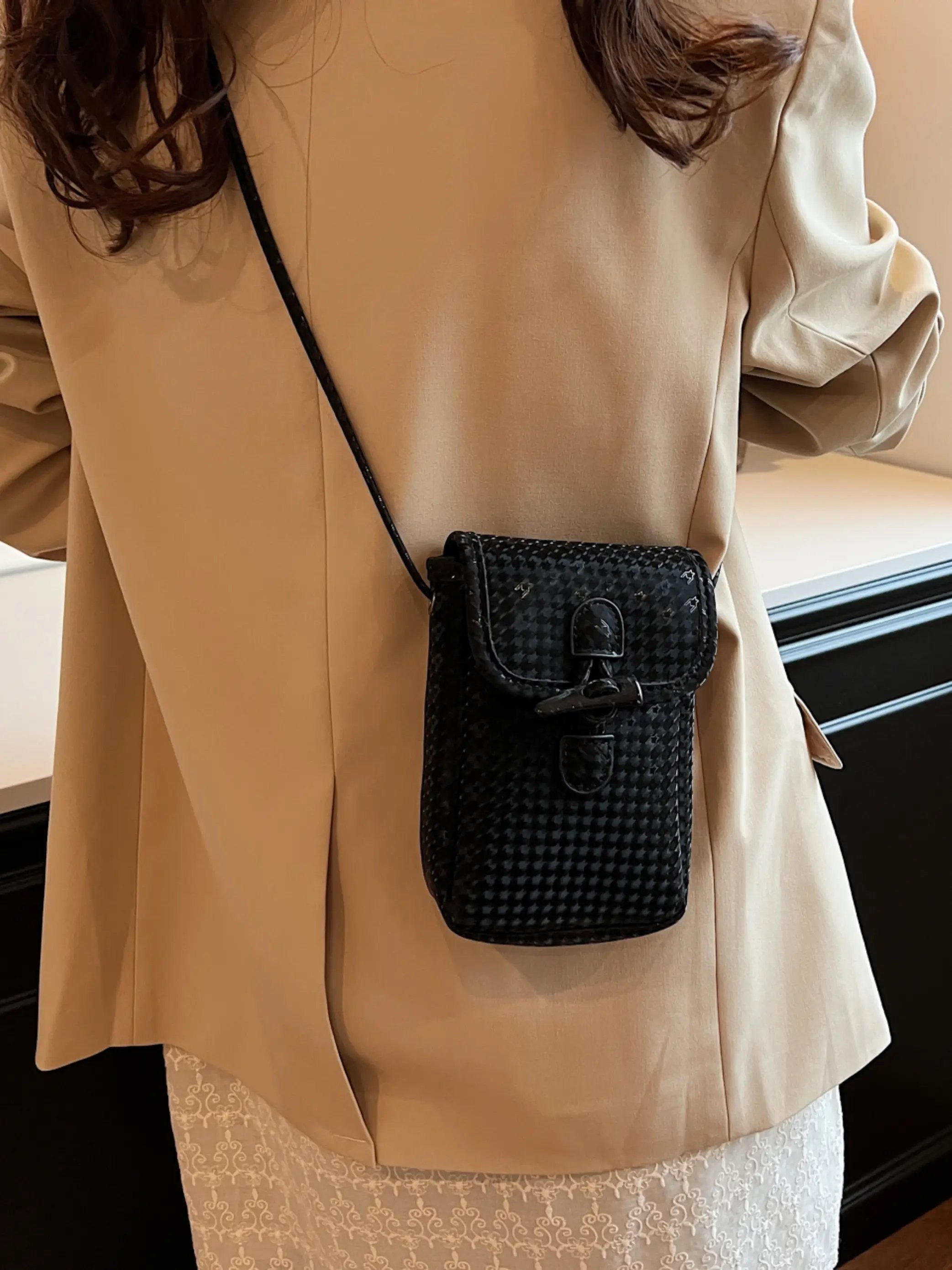 Black Woven Crossbody Bag