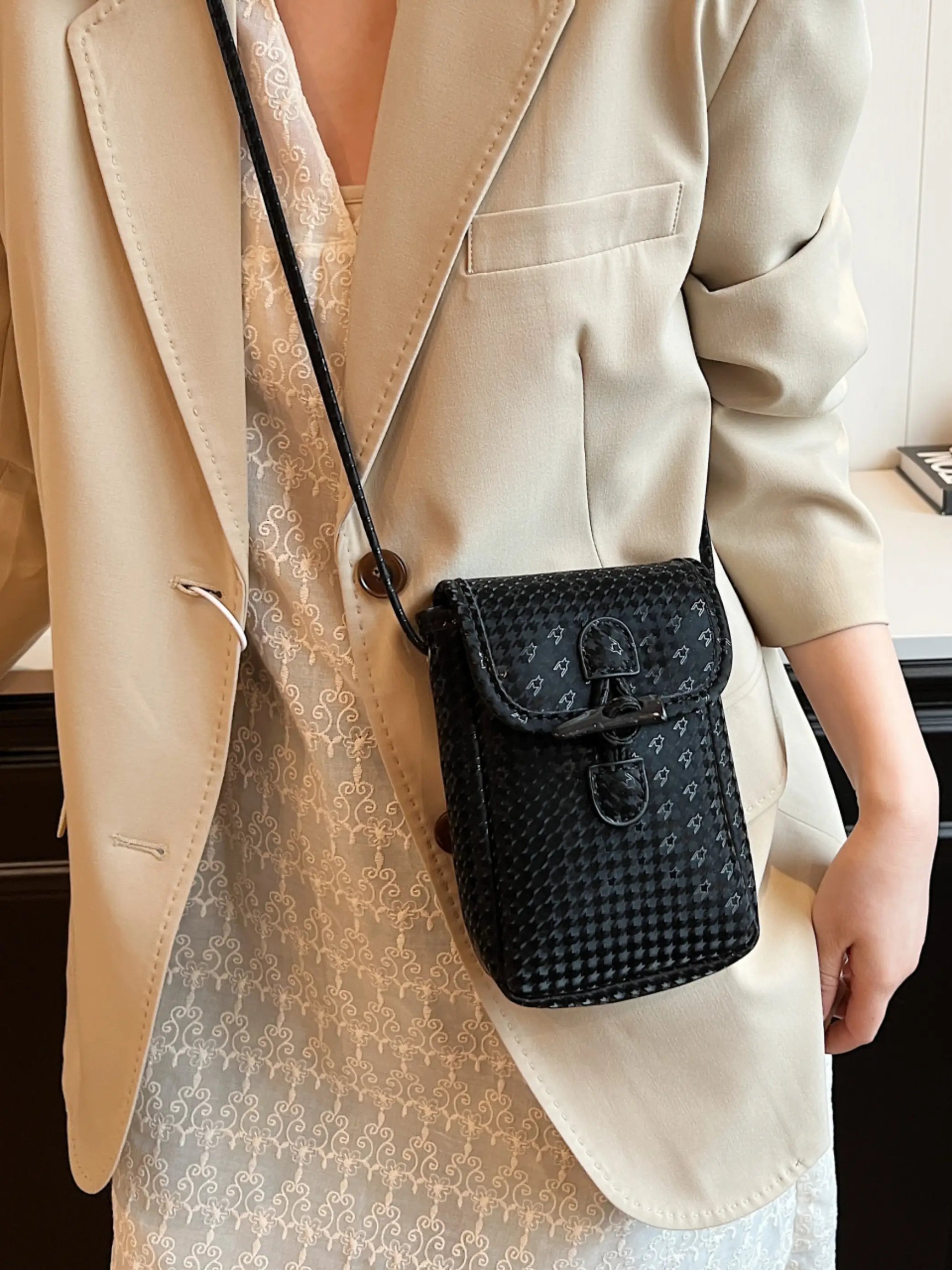 Black Woven Crossbody Bag
