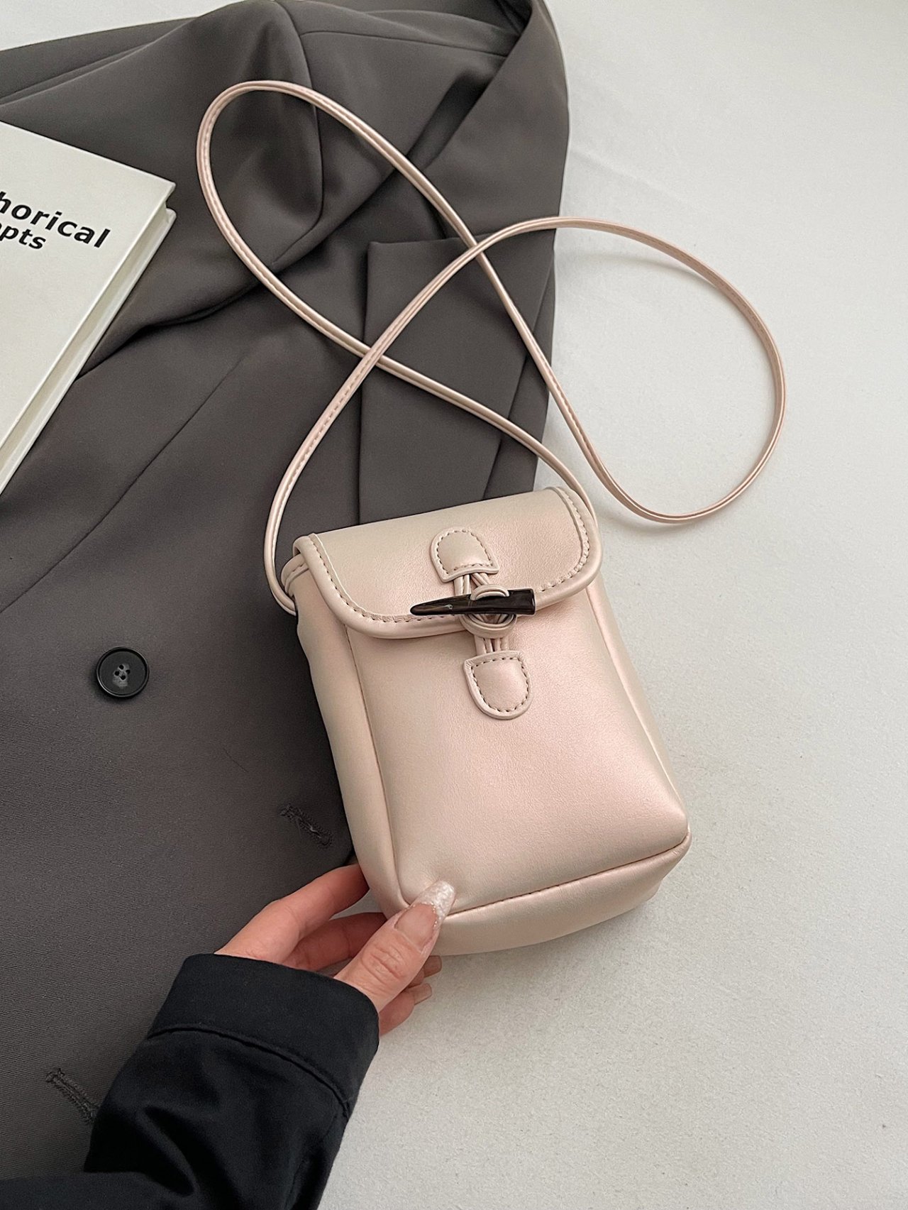 Pink Mini Crossbody Bag with Toggle Closure