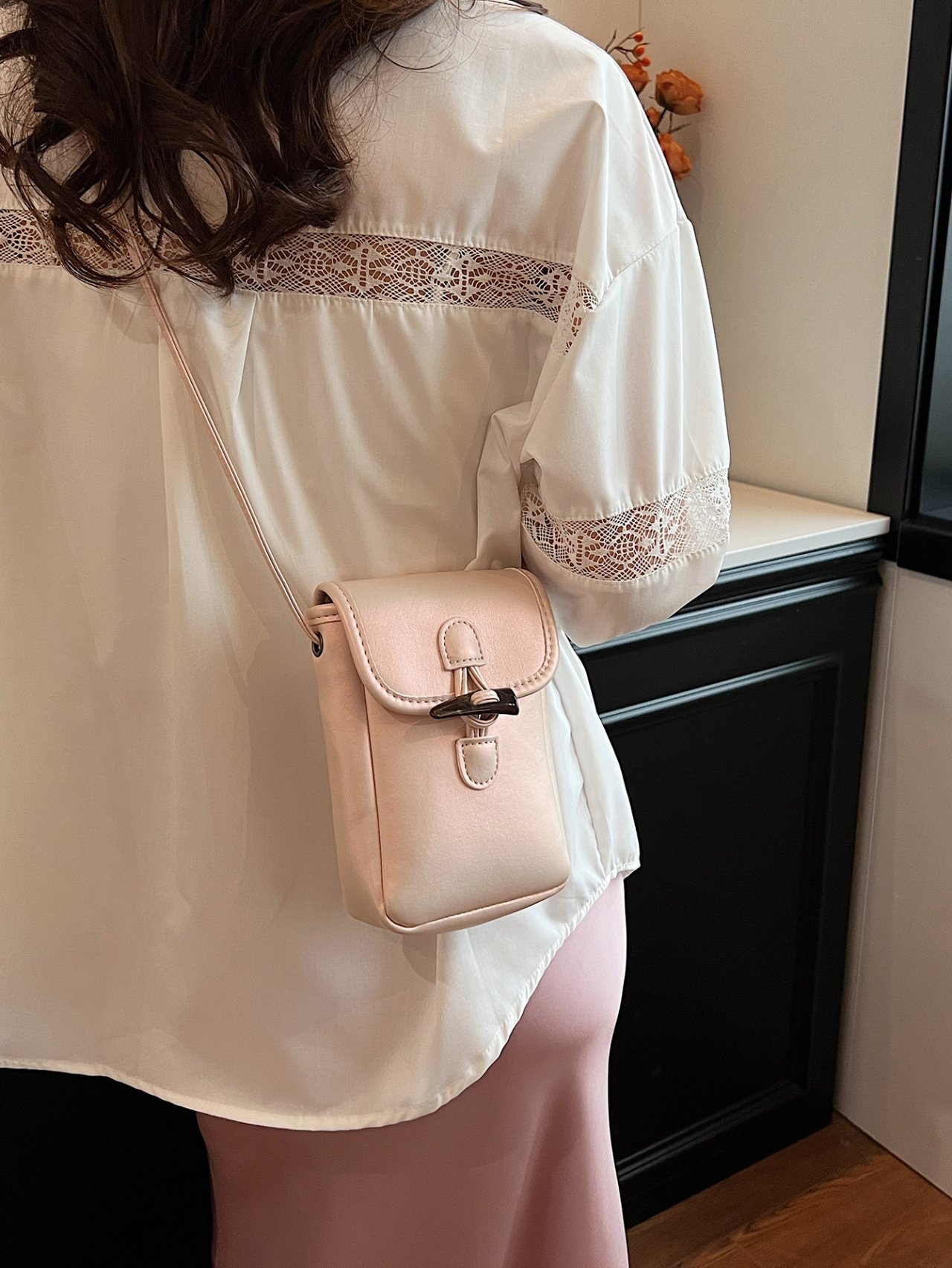 Pink Mini Crossbody Bag with Toggle Closure