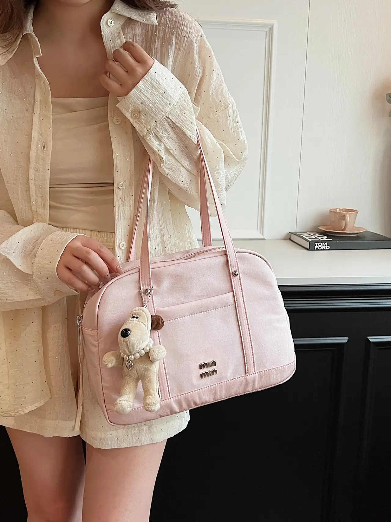 Pink Solid Shoulder Bag