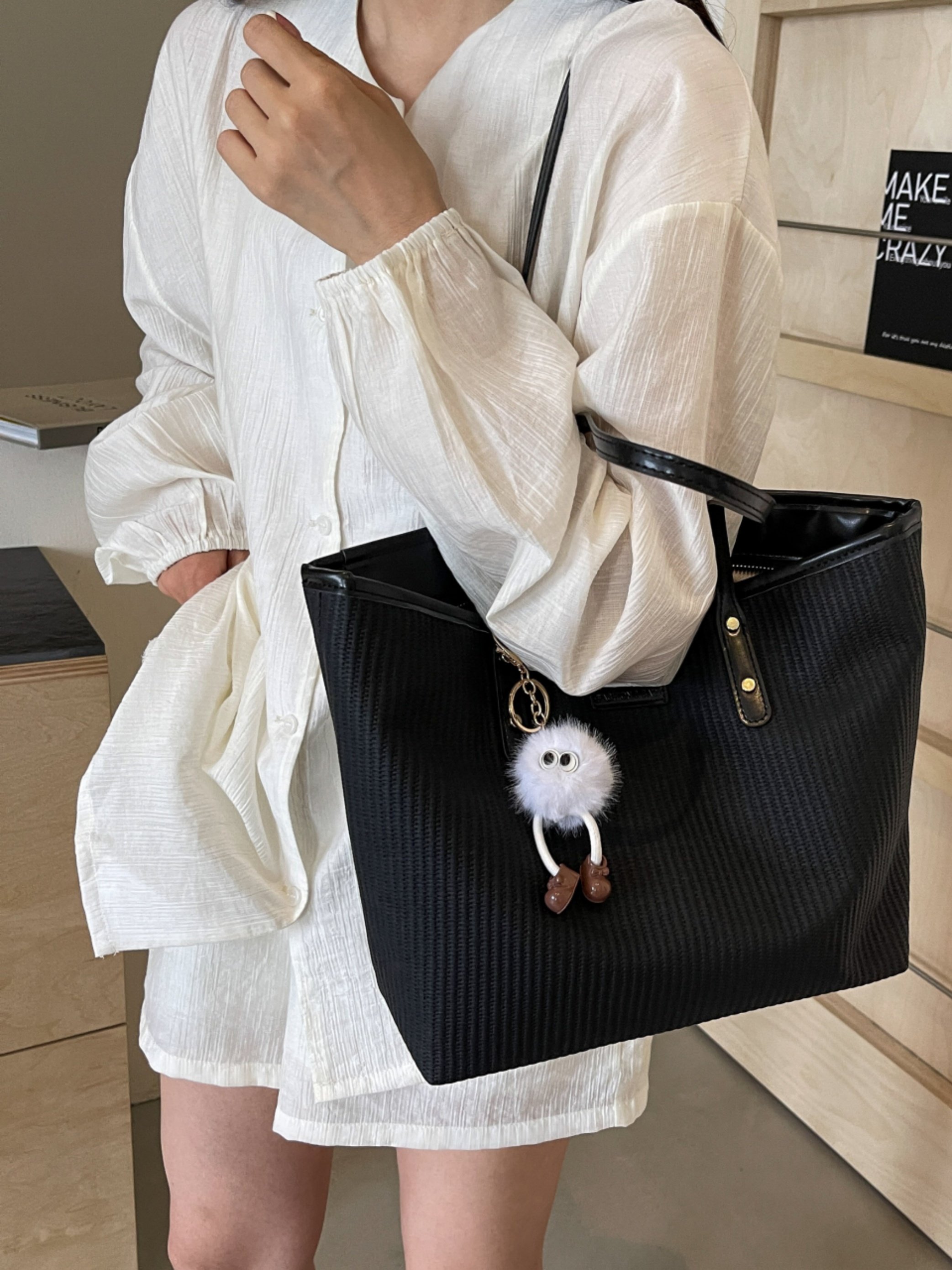 Black Tote Shoulder Bag