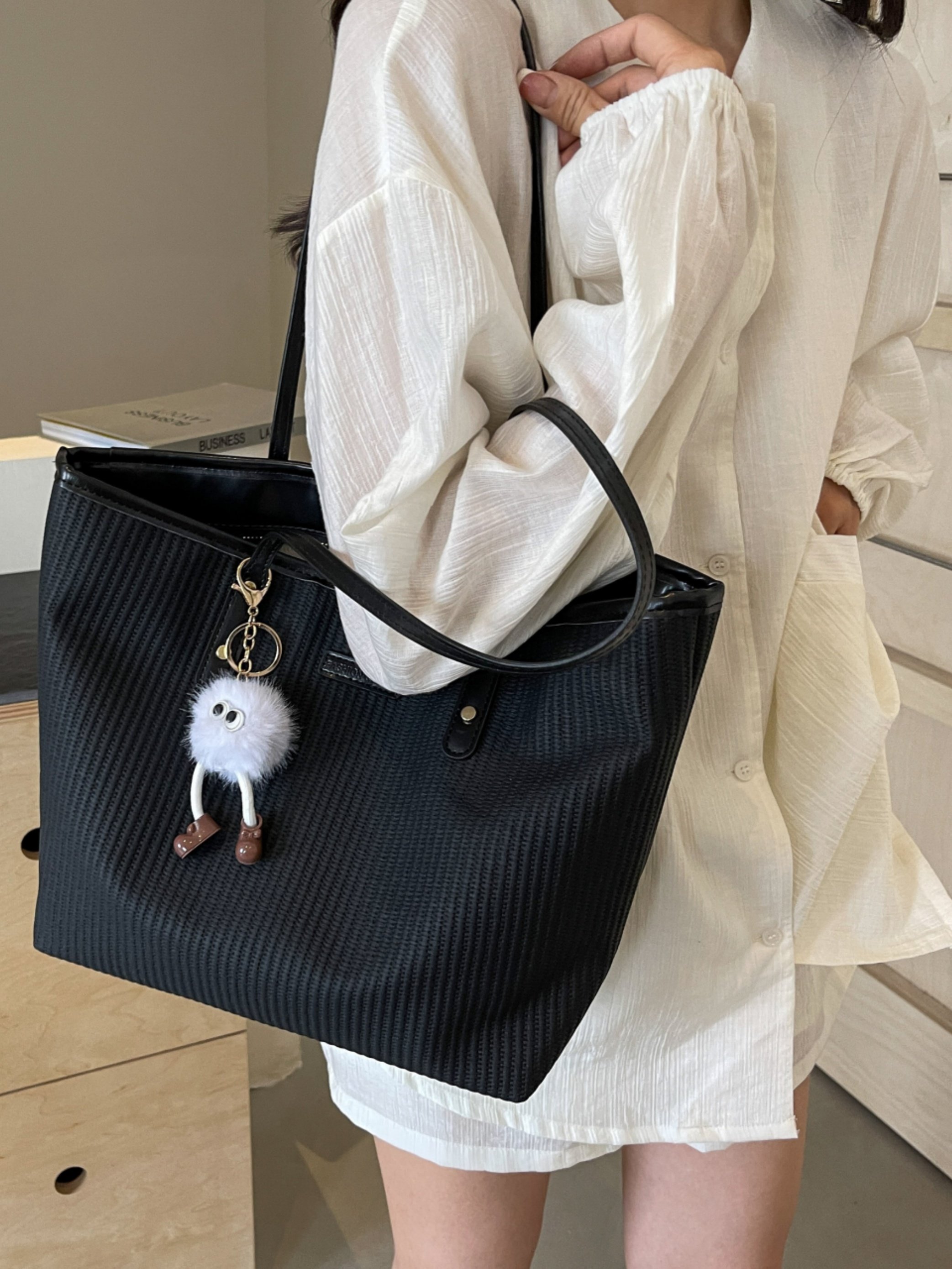 Black Tote Shoulder Bag