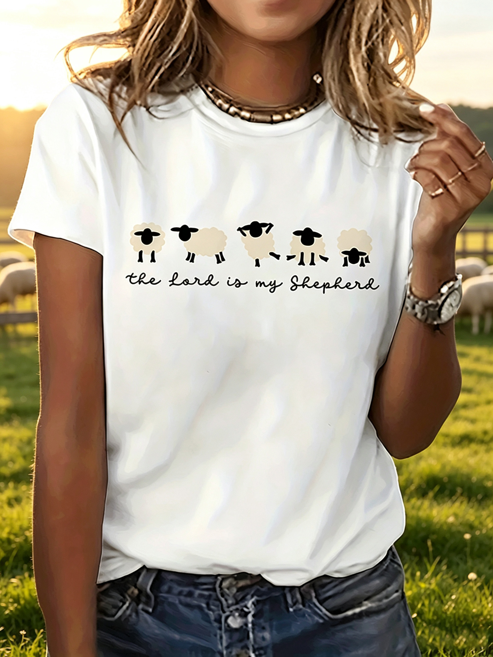 White Knitted Graphic Print Regular Fit T-Shirt