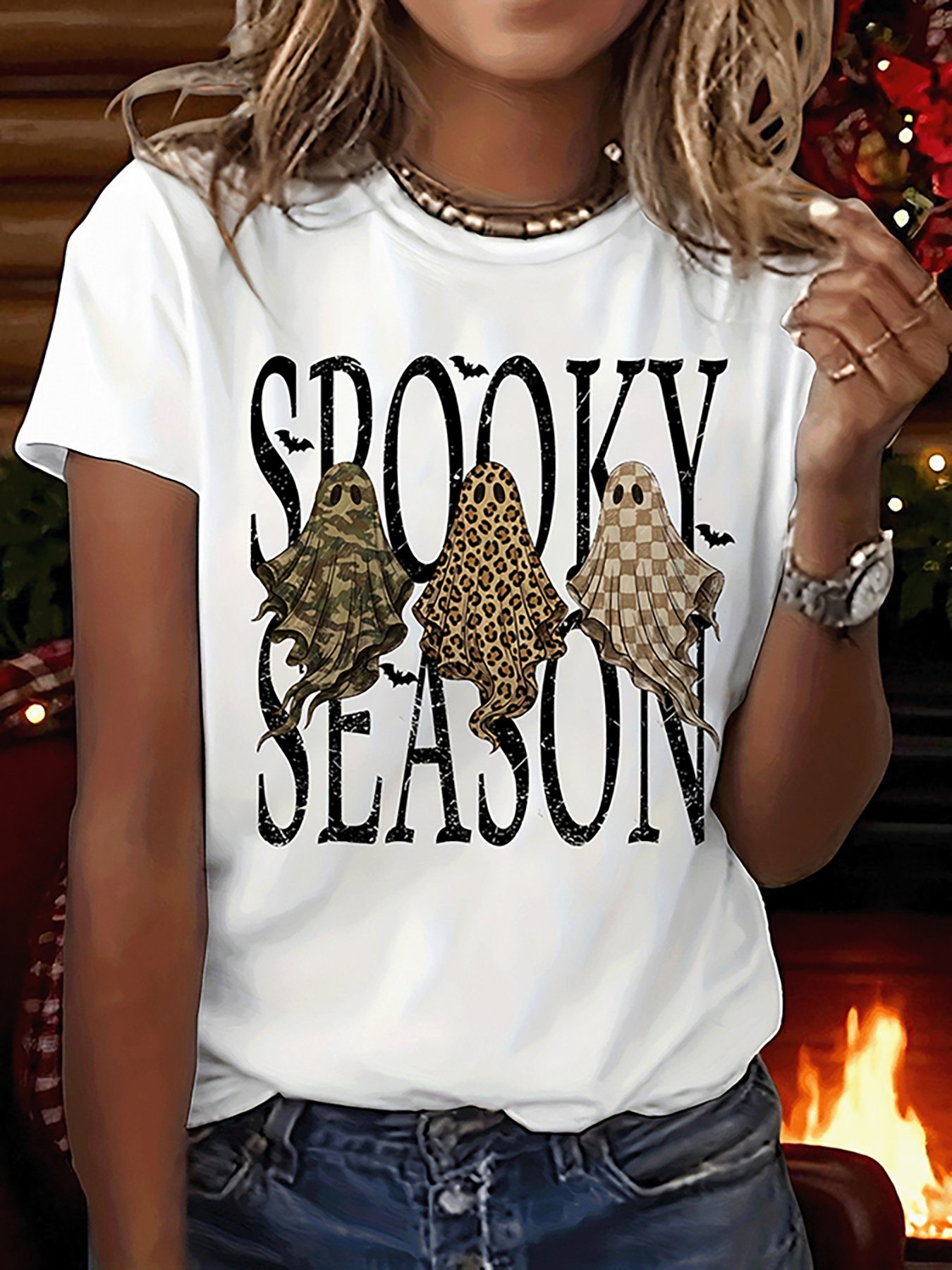 White Graphic Print Short Sleeves T-Shirt