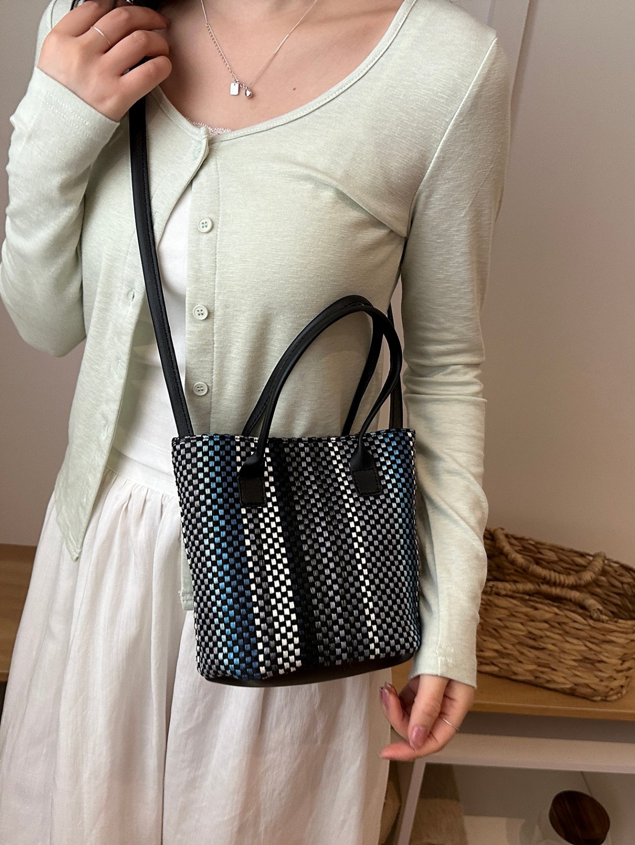 Black Textured Crossbody Bag