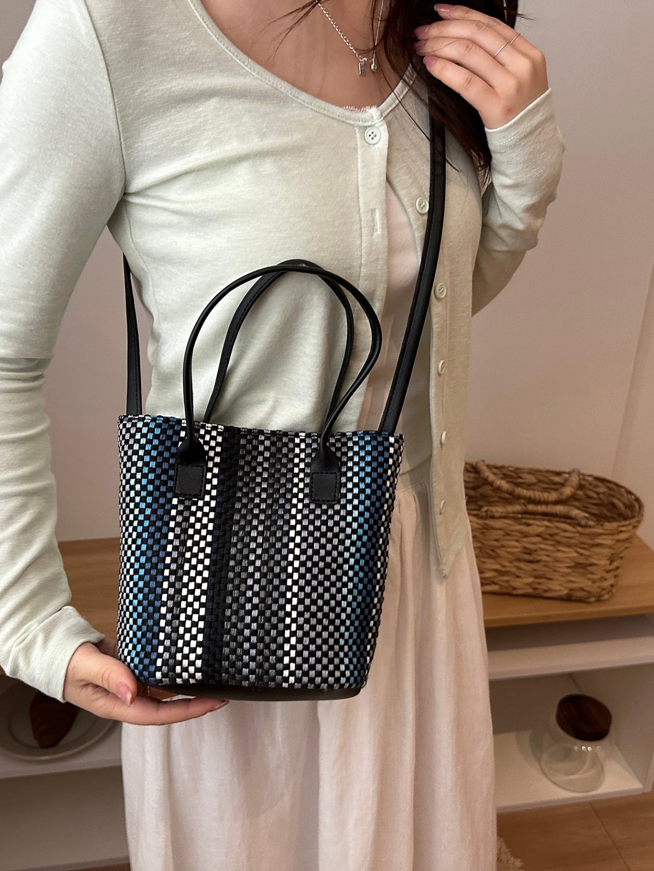 Black Textured Crossbody Bag