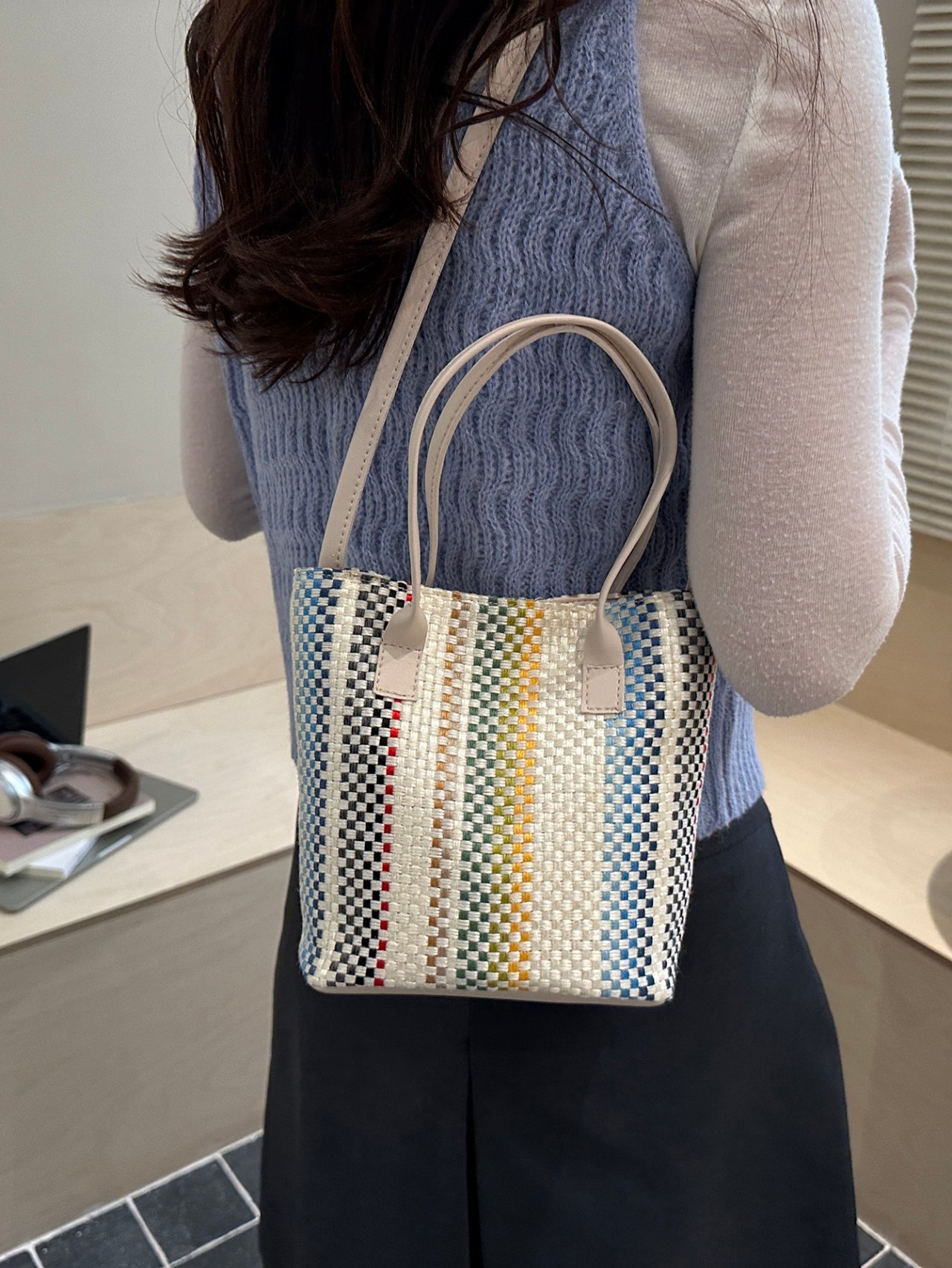 Rainbow Woven Crossbody Bag