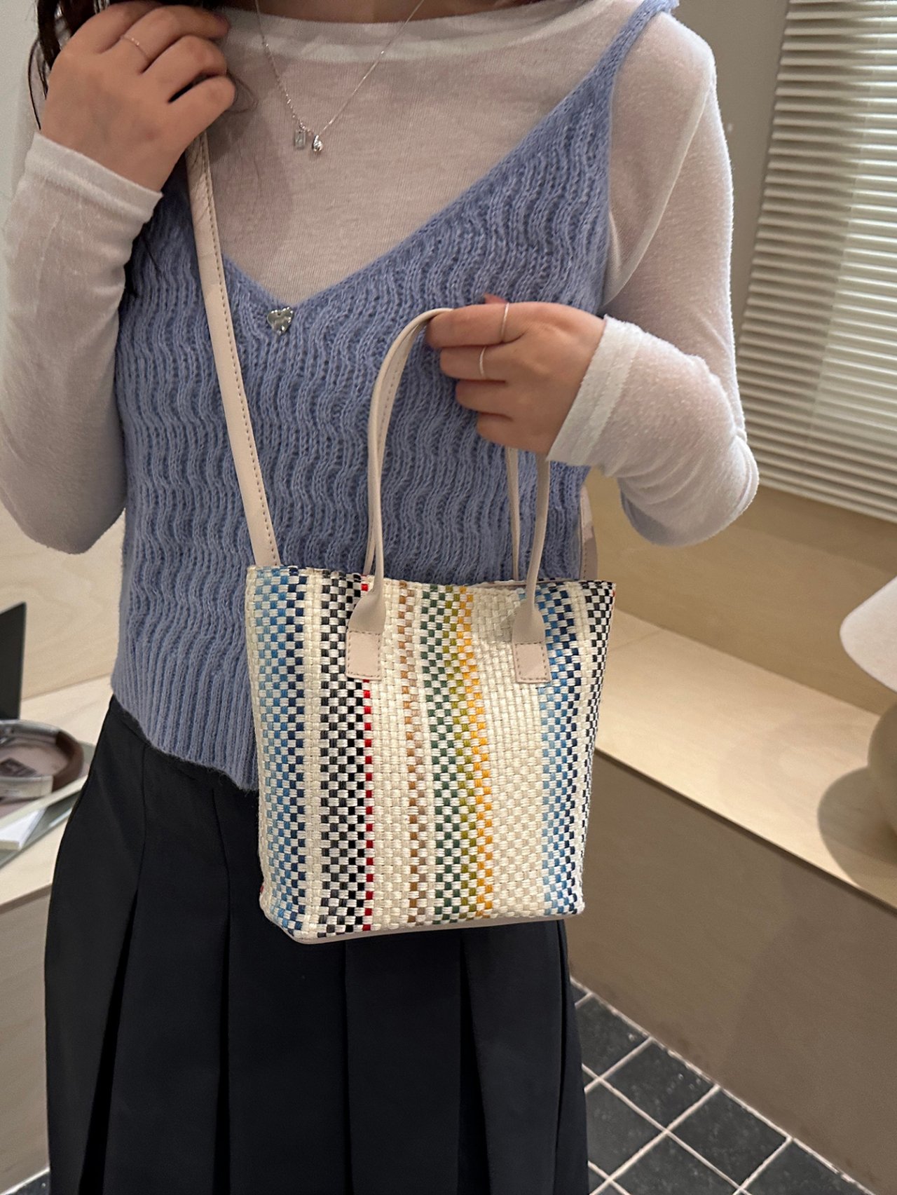 Rainbow Woven Crossbody Bag