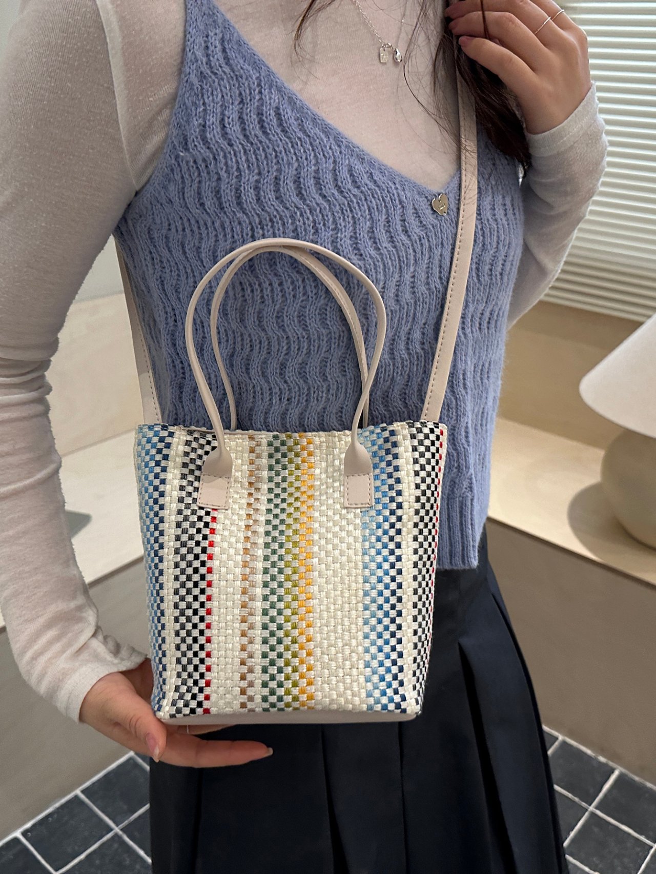 Rainbow Woven Crossbody Bag