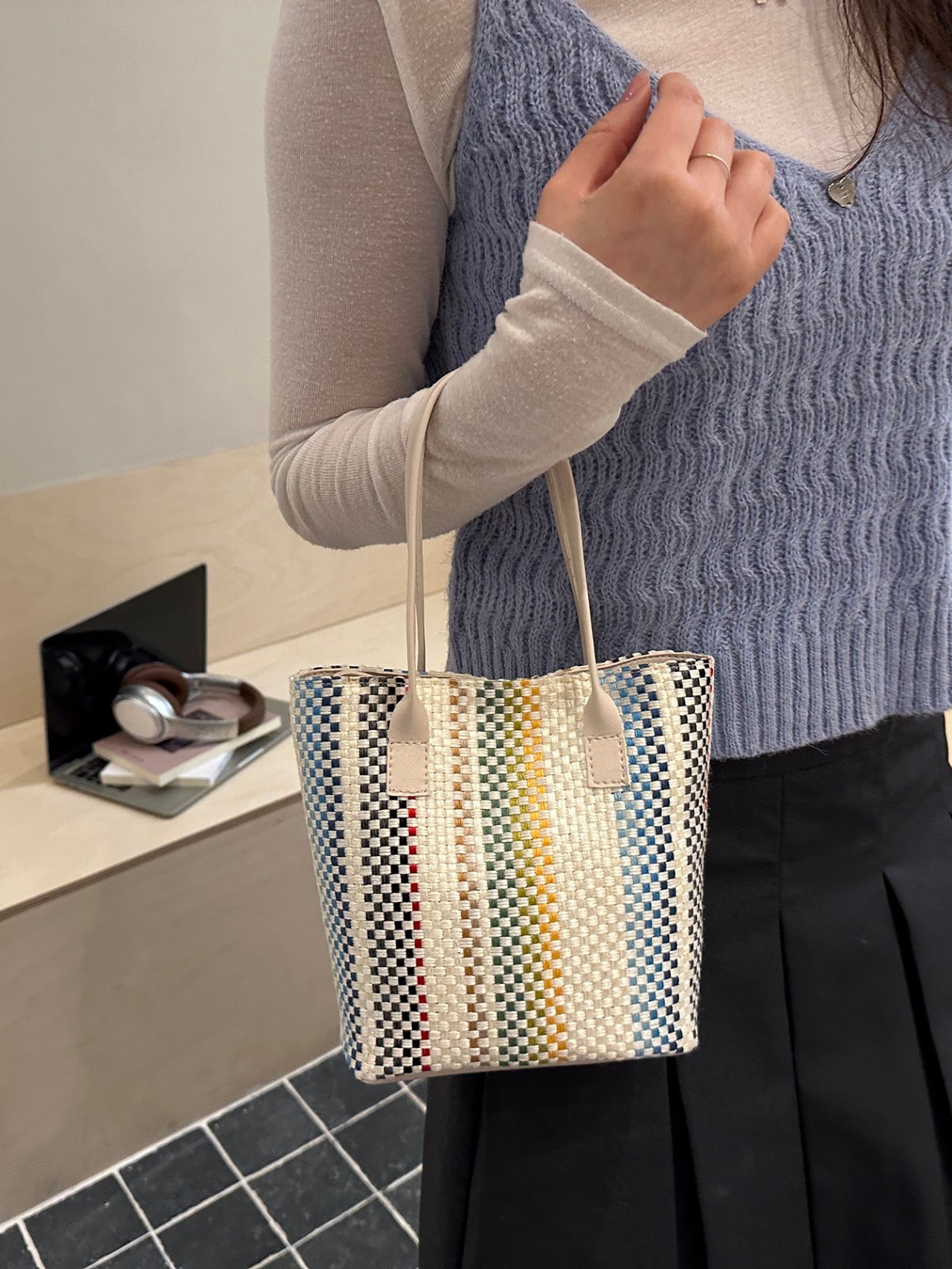Rainbow Woven Crossbody Bag