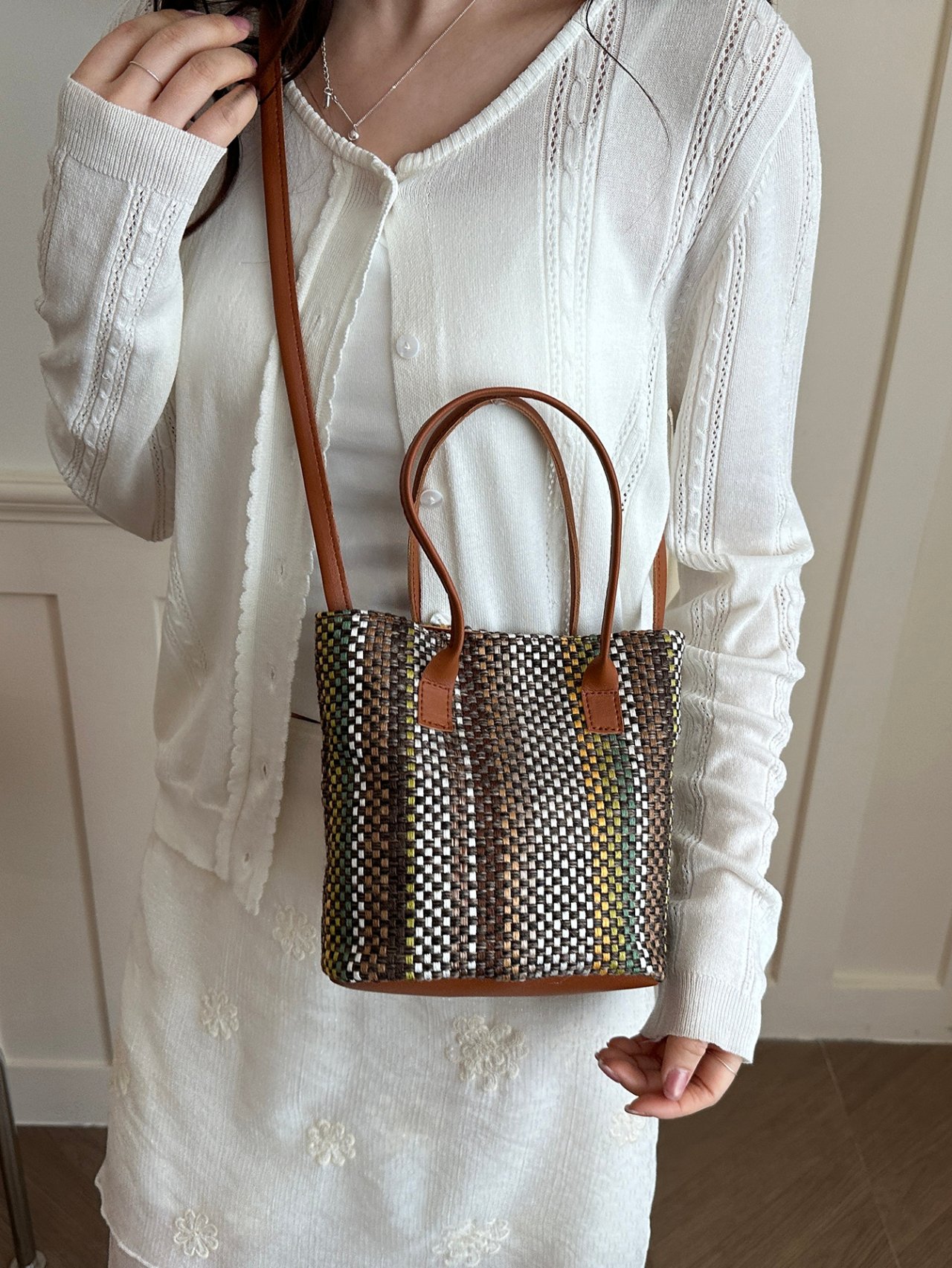 Textured Crossbody Bag with Strap