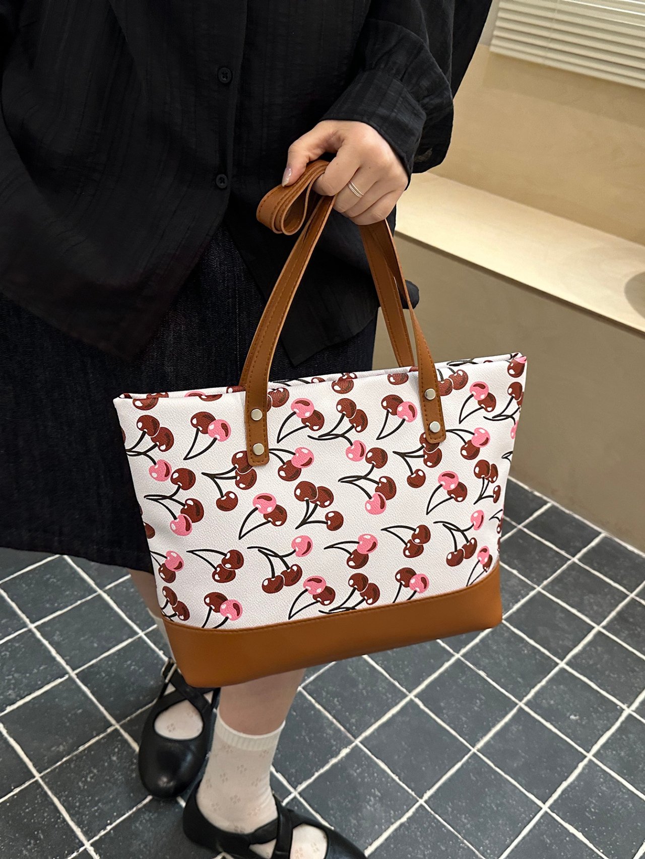 Cherry Print Shoulder Bag