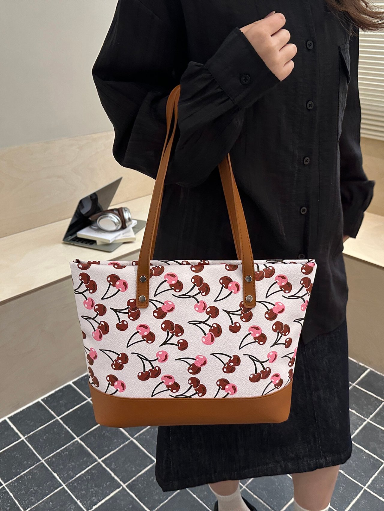 Cherry Print Shoulder Bag