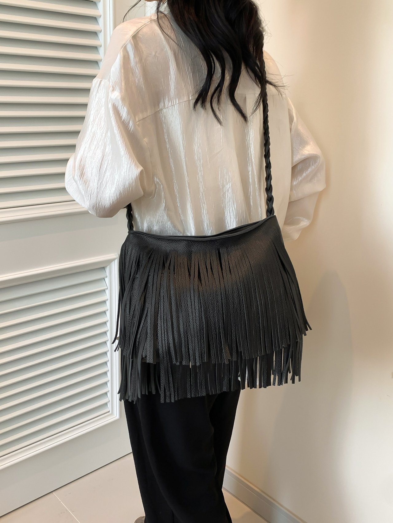Black Fringe Shoulder Bag